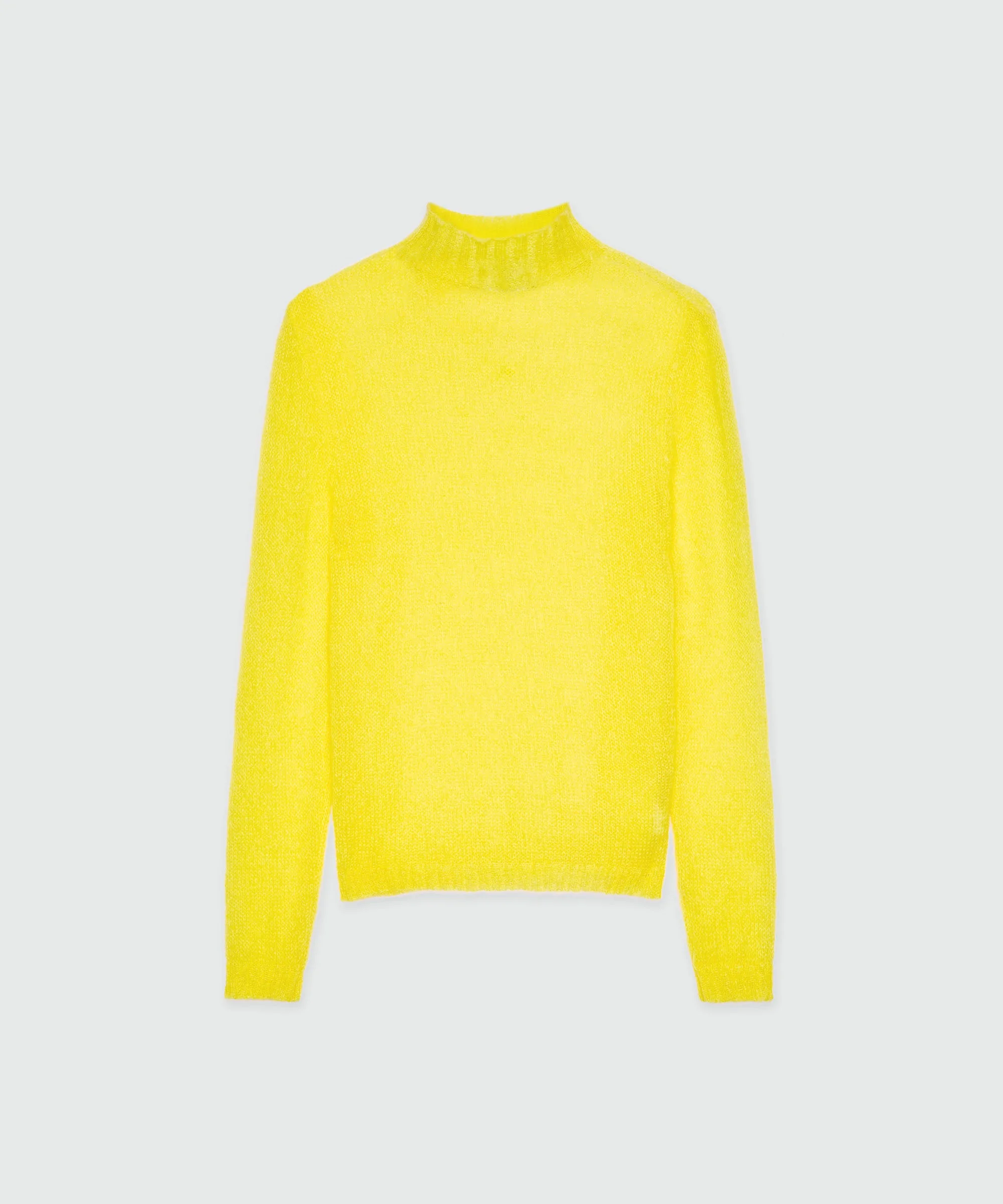Yellow turtleneck sweater in superlight mohair - 1