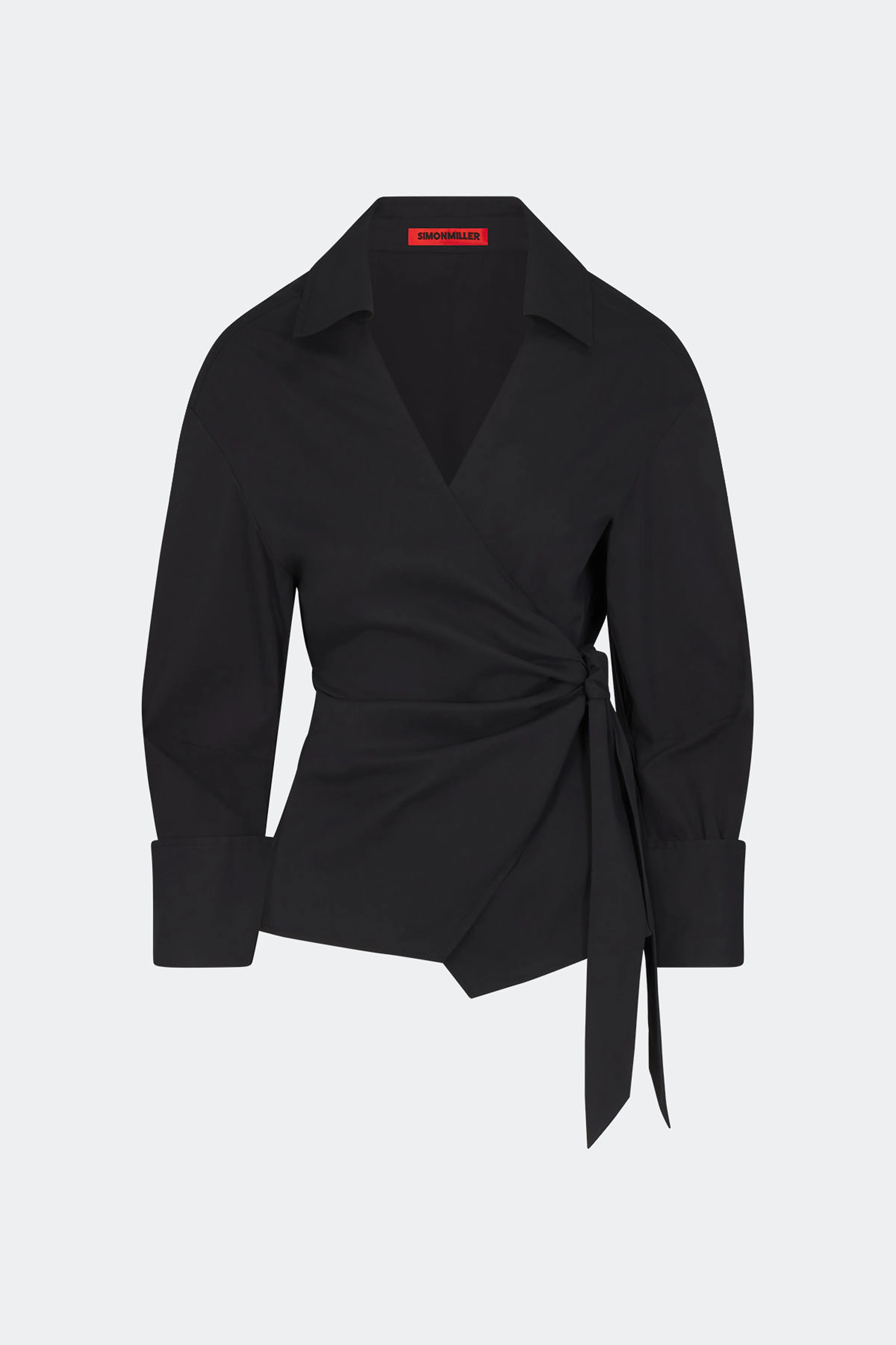 Anya Poplin Wrap Top In Black - 1