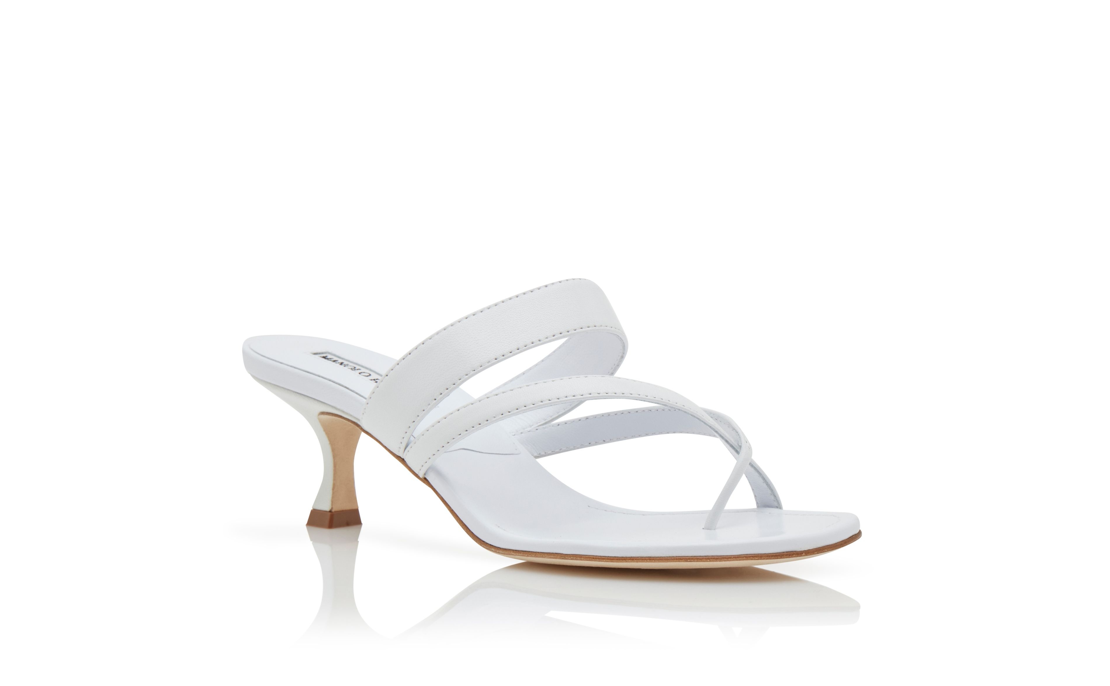 White Nappa Leather Crossover Strappy Mules - 3