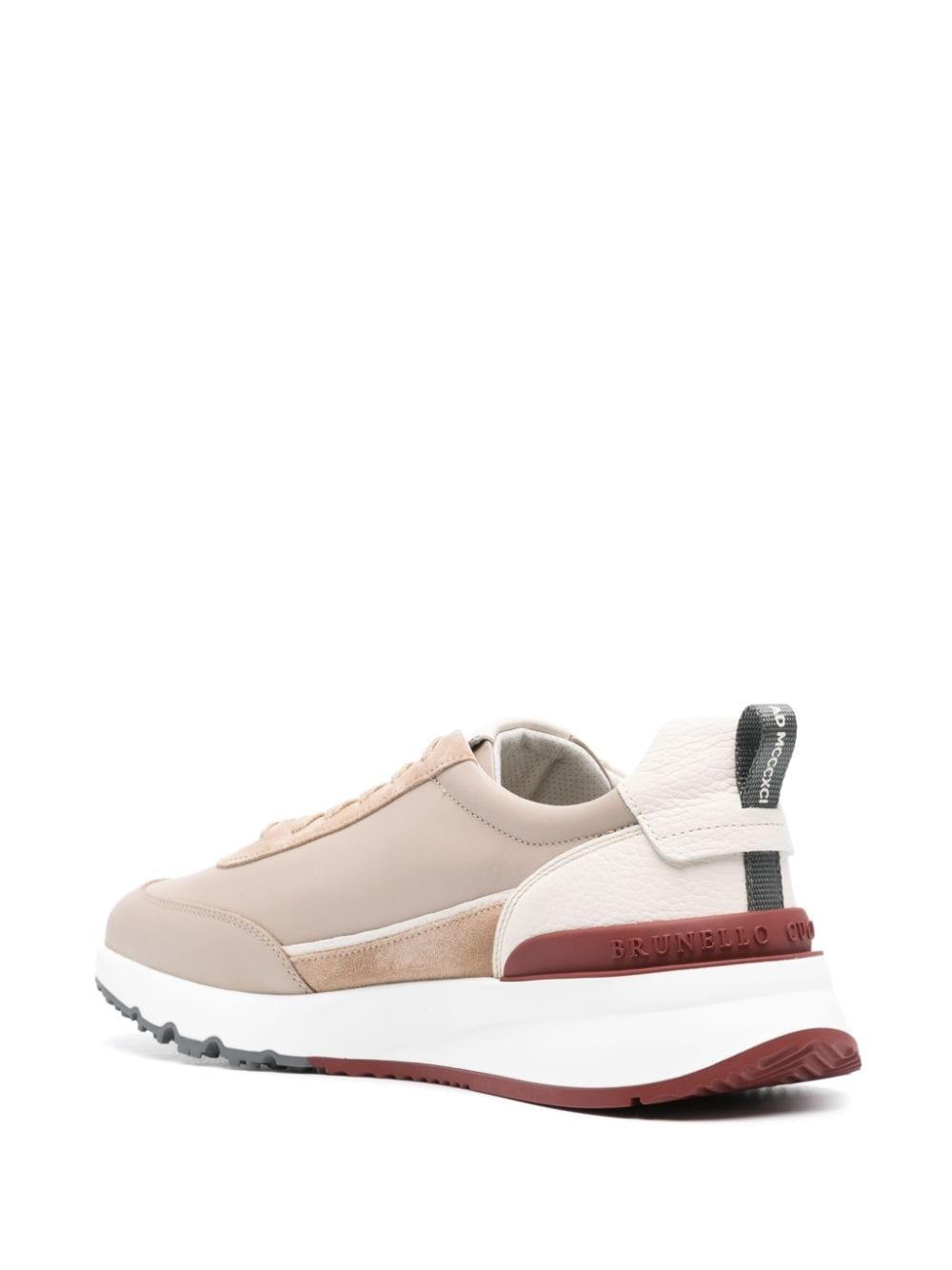 panelled leather sneakers - 3