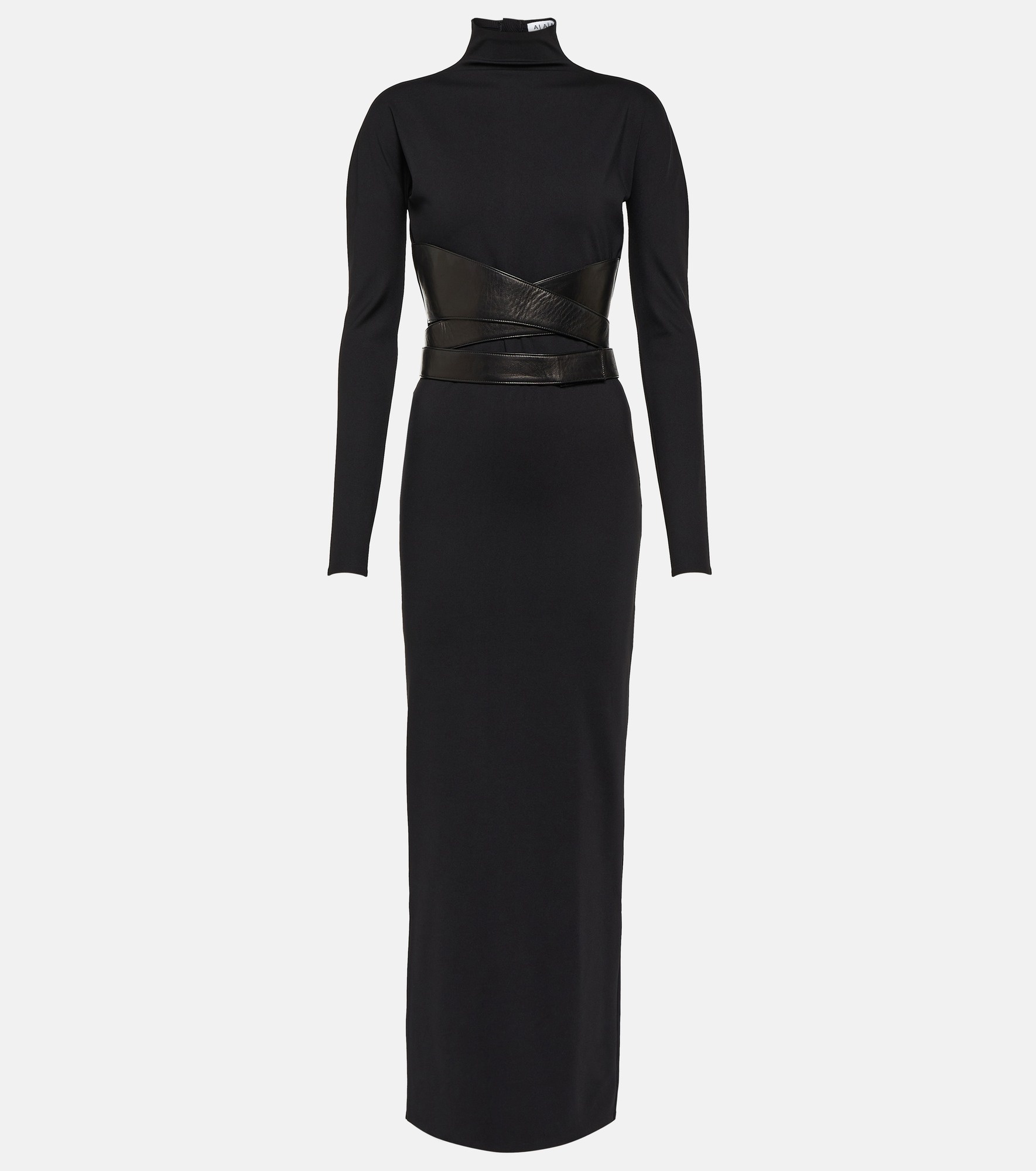 Leather-trimmed jersey maxi dress - 1