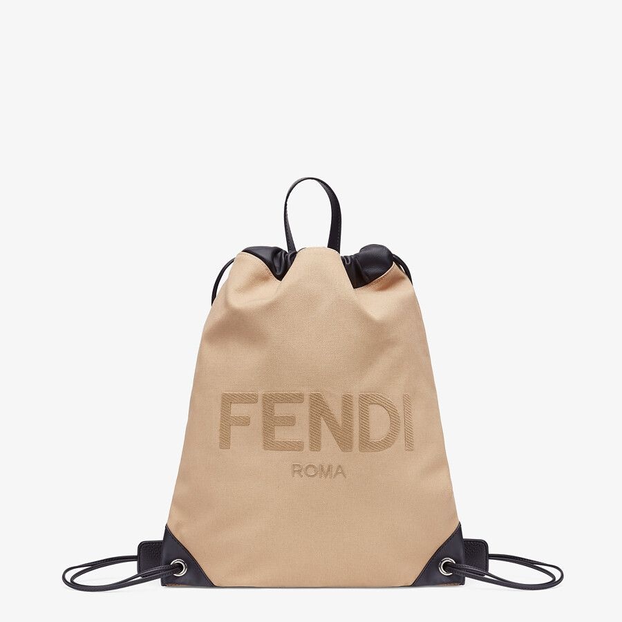 Beige canvas backpack - 1