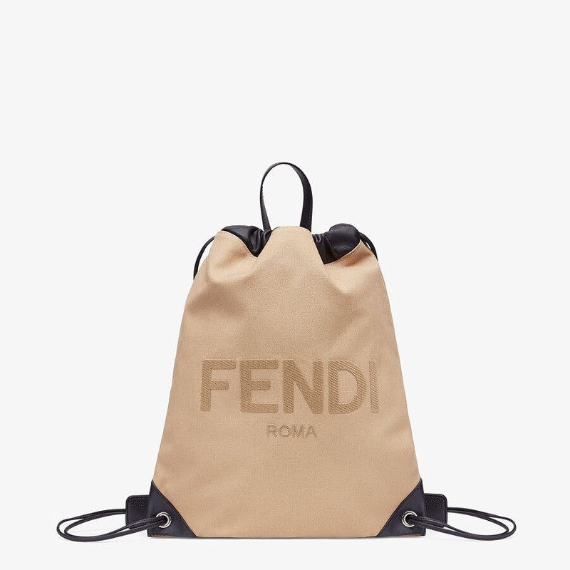 Beige canvas backpack 1