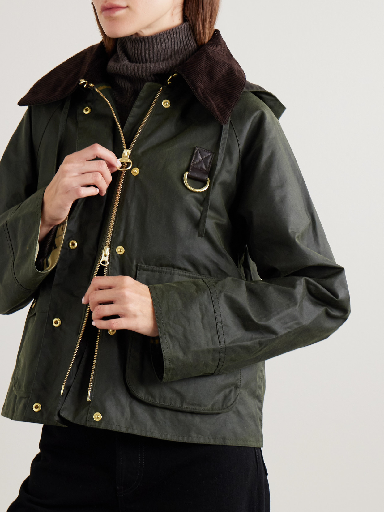 Reighton Hooded Corduroy-trimmed Waxed-cotton Jacket - 4