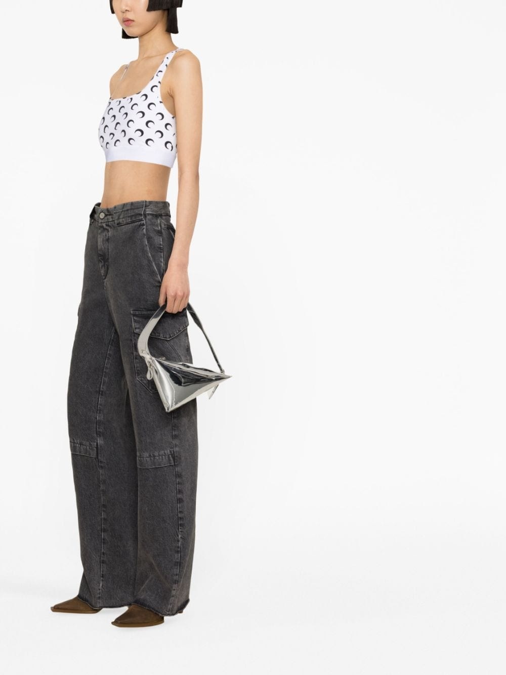 Crescent Moon-print crop top - 2