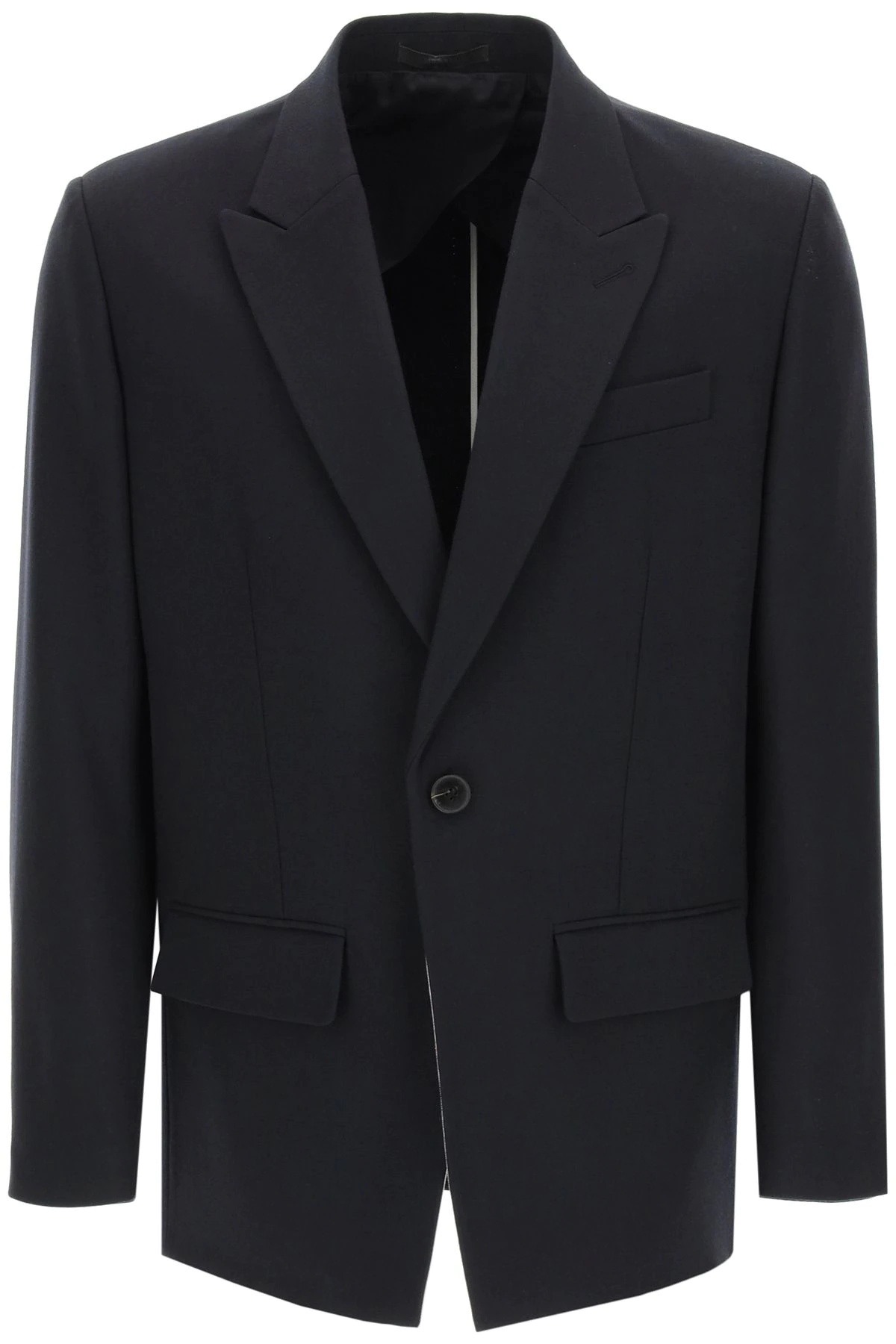 SINGLE-BREASTED WOOL BLAZER - 1