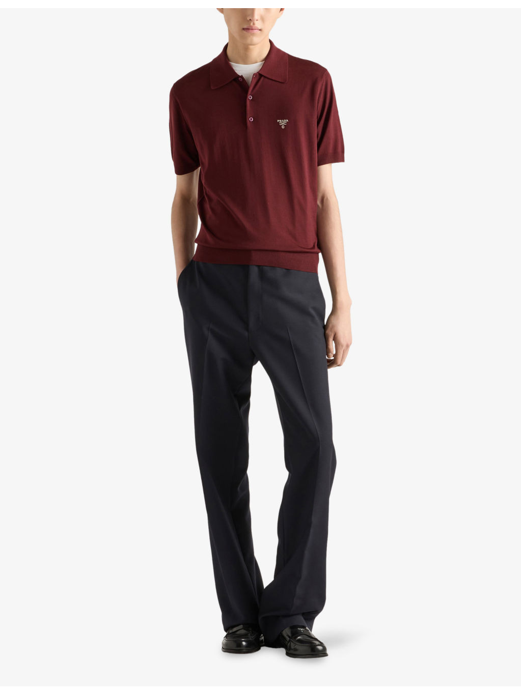Embroidered-Logo Superfine Wool Polo Shirt - 2