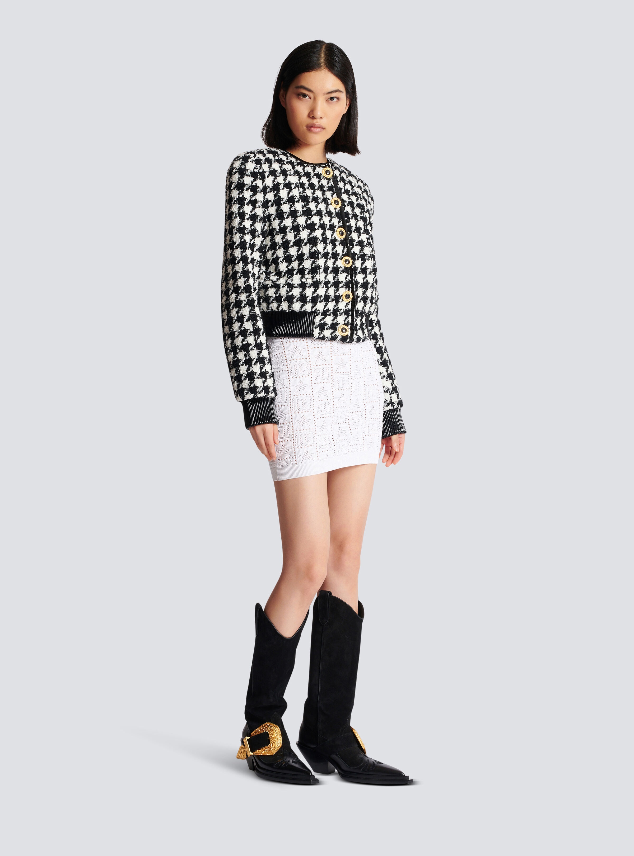 Houndstooth tweed jacket - 3