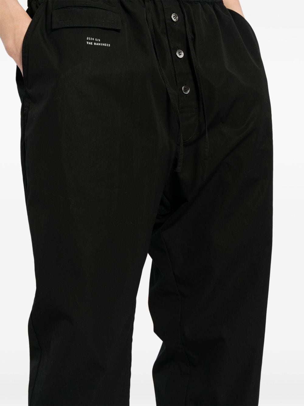 elasticated waistband cotton trousers - 5