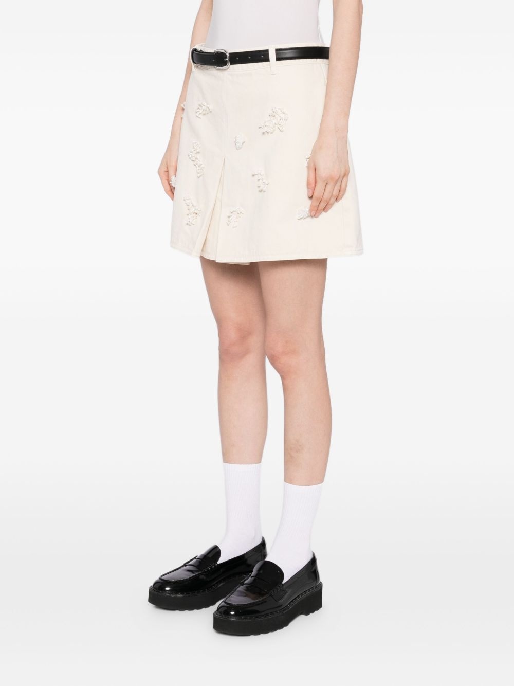 beaded floral mini skirt - 3