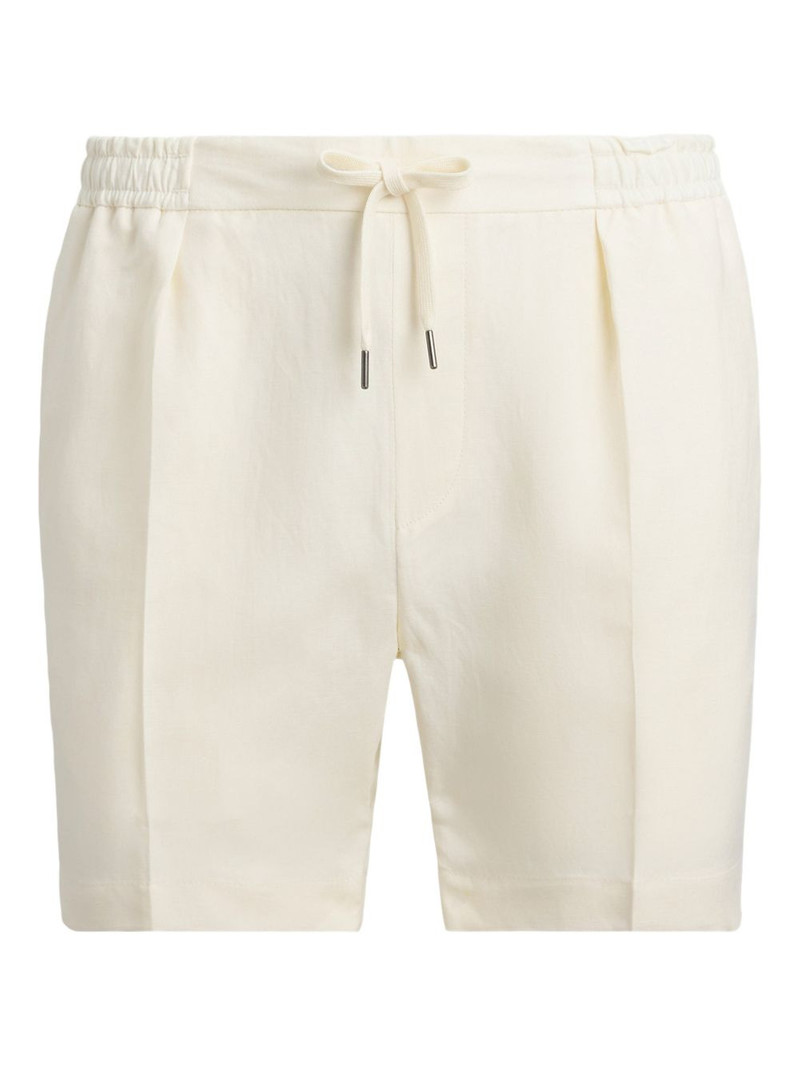 pleated-front drawstring shorts 1
