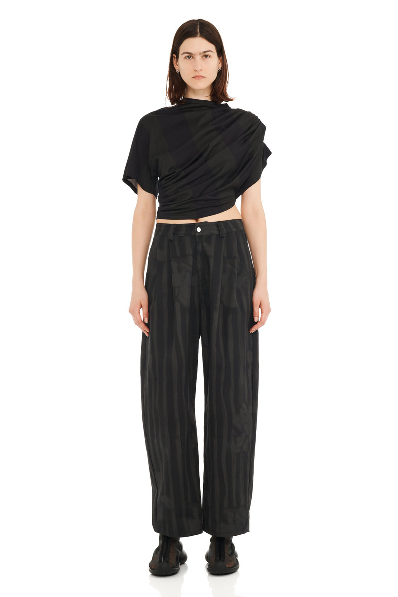 BLACK WAVY FLOWER STRIPE CATCHFLY PANT 5