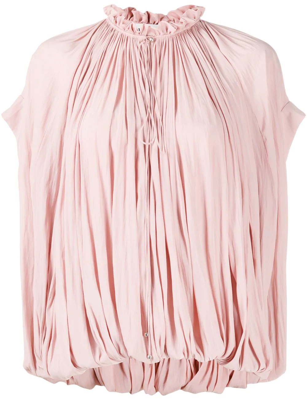 ruffled neck ruched blouse - 1