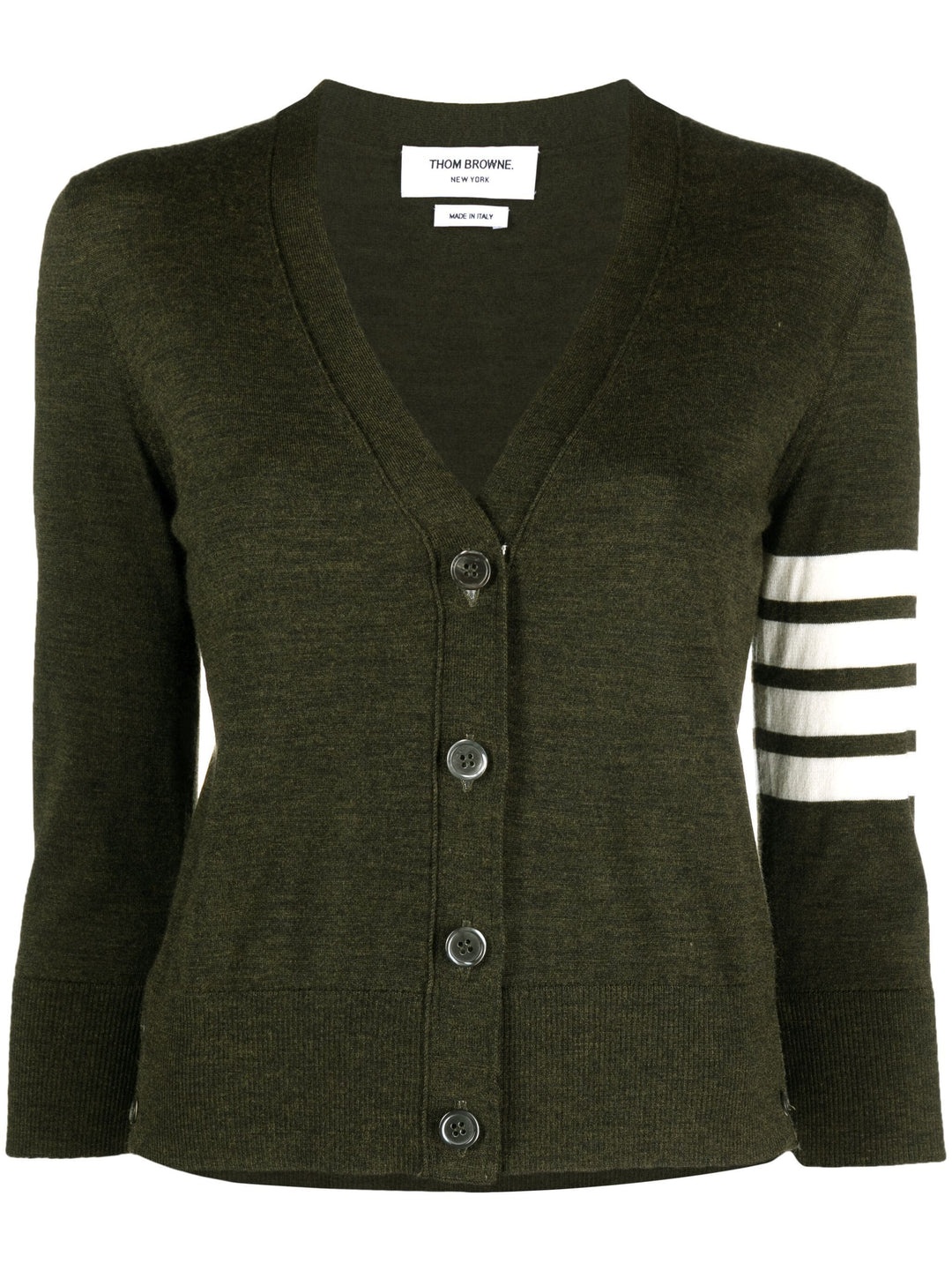 Fine Merino Wool 4-Bar Relaxed Fit Cardigan - 1