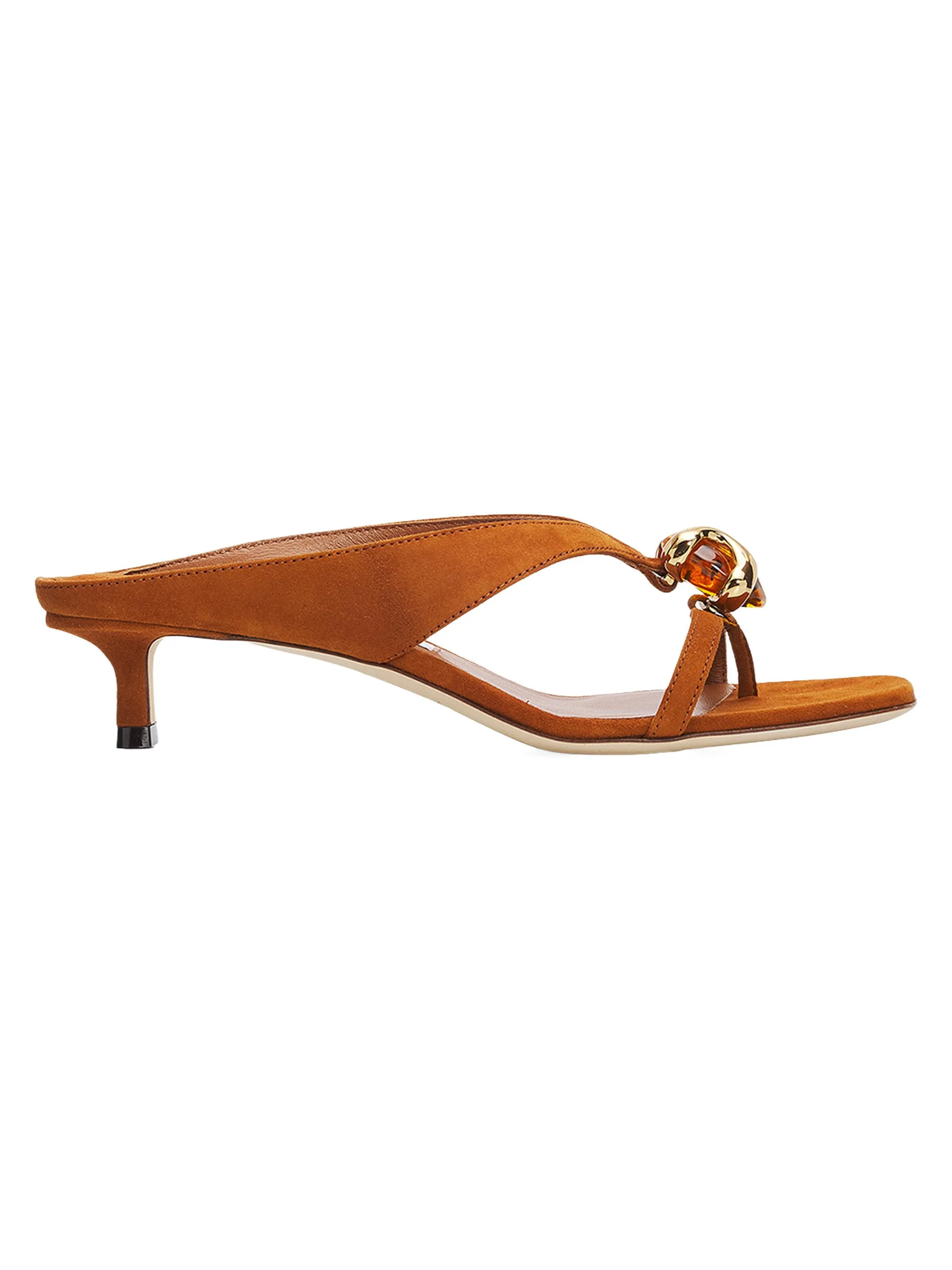 Women's Emeri Stone 35MM Suede Sandals - Tan Amber - 1