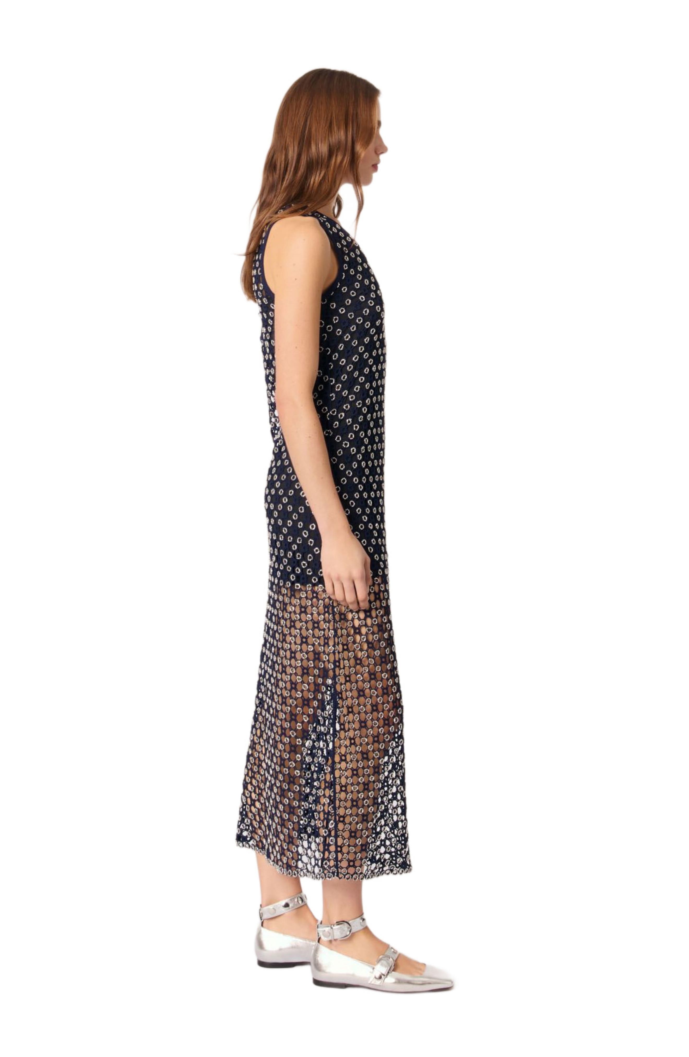 maje Beaded crochet maxi dress in Navy at Nordstrom - 3