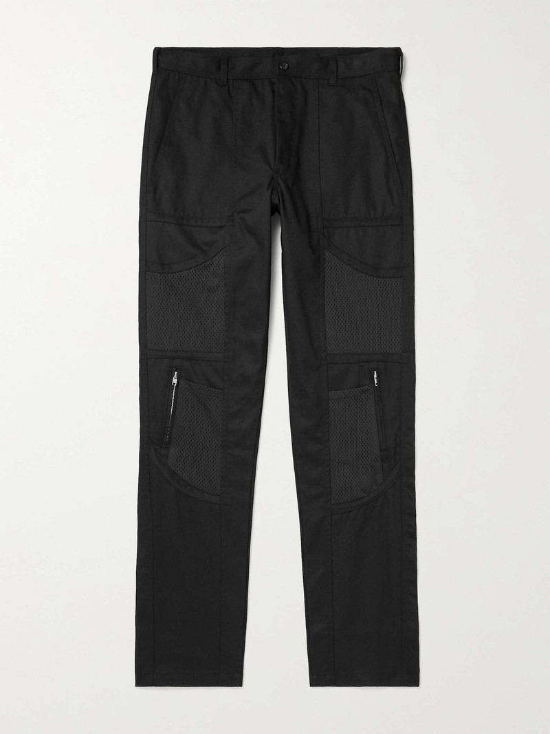 Straight-Leg Mesh-Panelled Cotton-Twill Cargo Trousers - 1