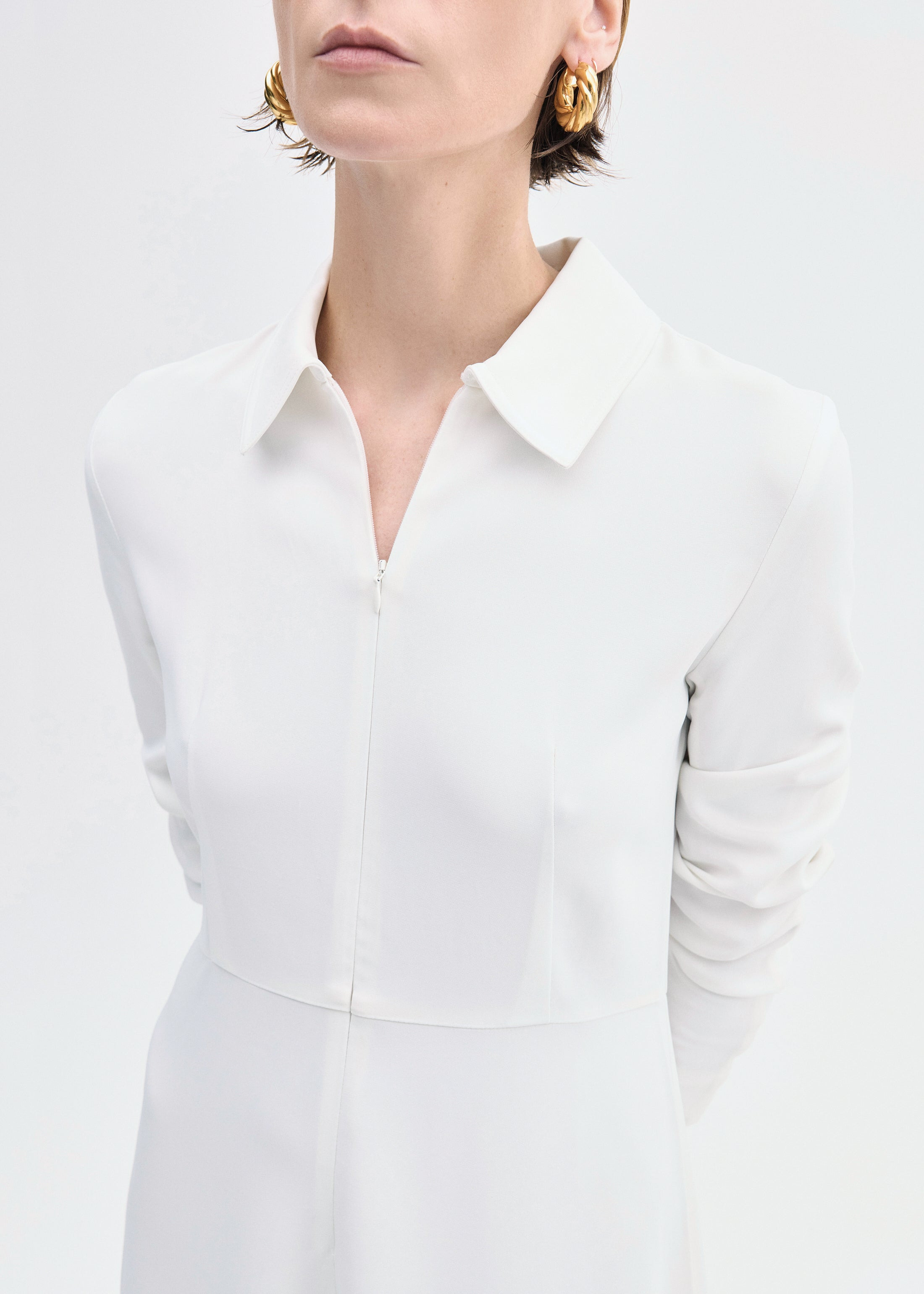 Long Sleeve Shirt Dress in Crepe - 3