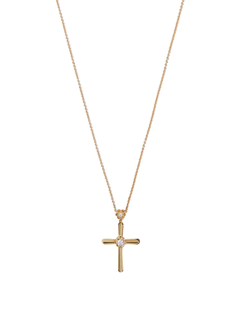 18kt yellow gold Family diamond cross pendant necklace - 2