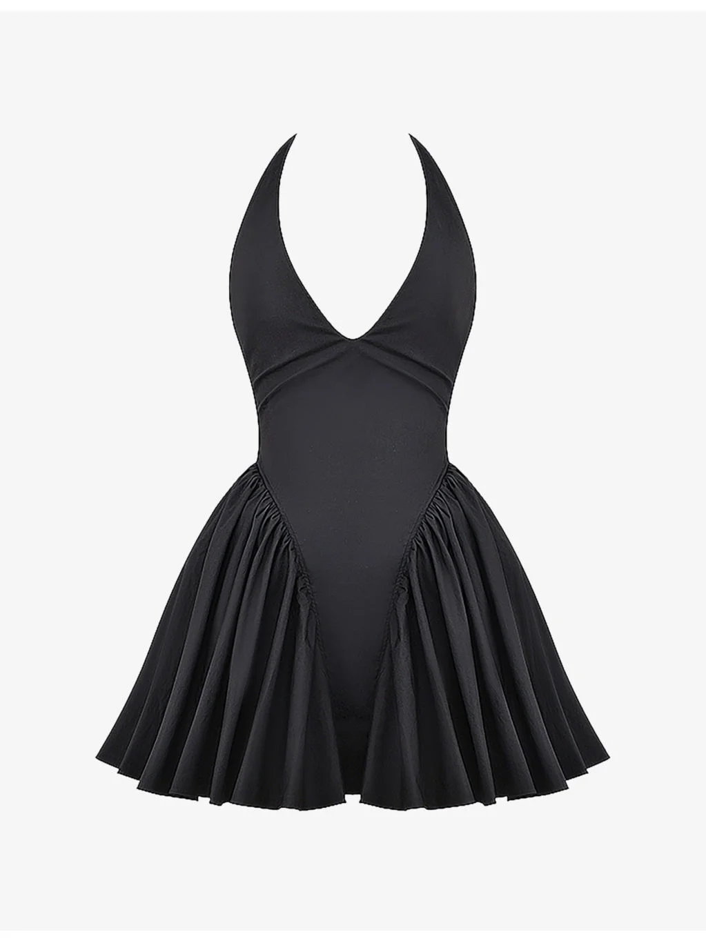 Valentia plunge-neck stretch-cotton mini dress - 1