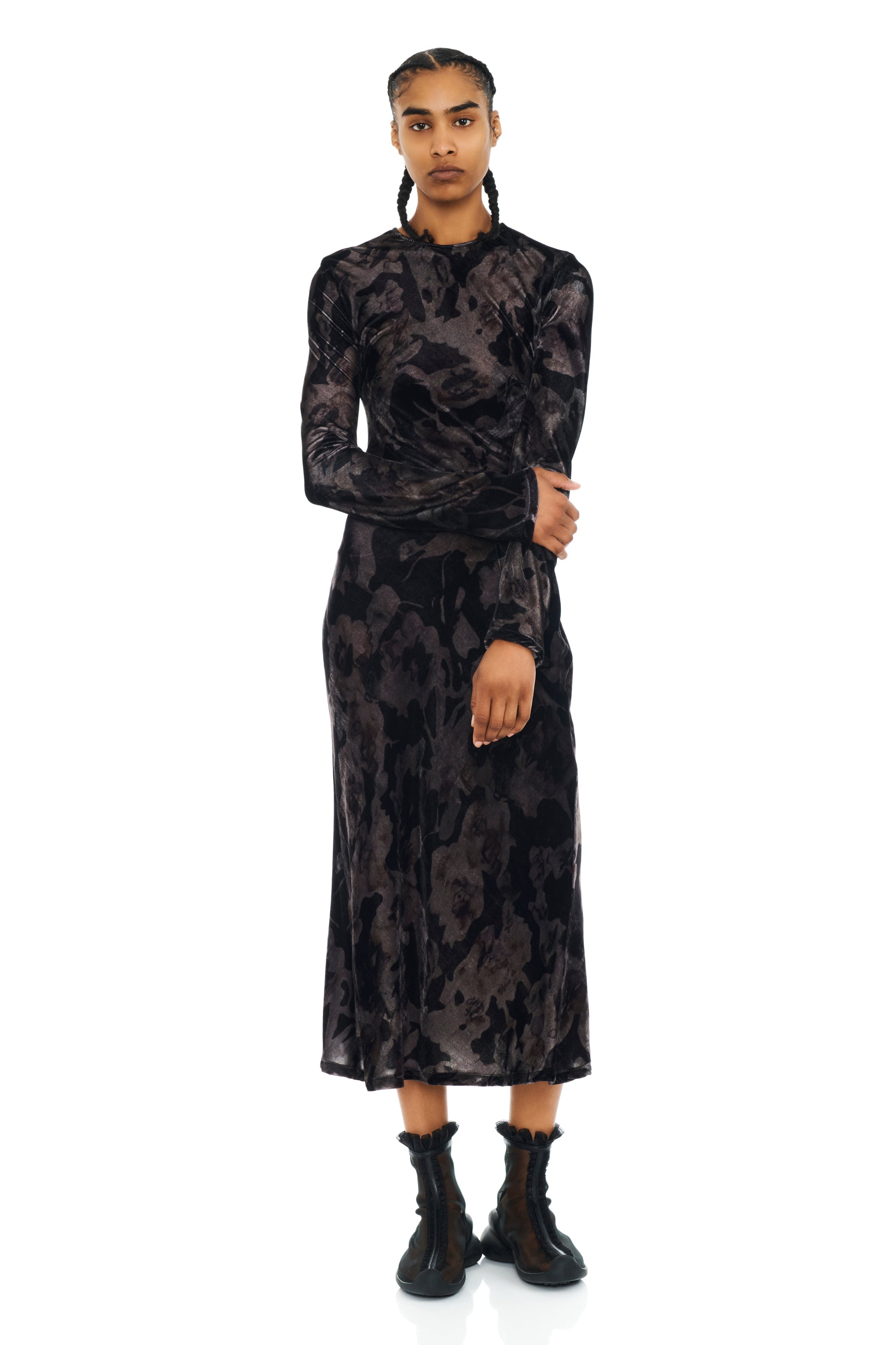 BLACK WATERCOLOR ROSES YURI DRESS - 5