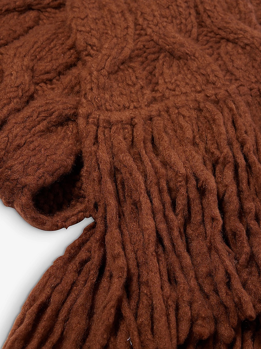 Serena fringed-trim cashmere knitted scarf - 2
