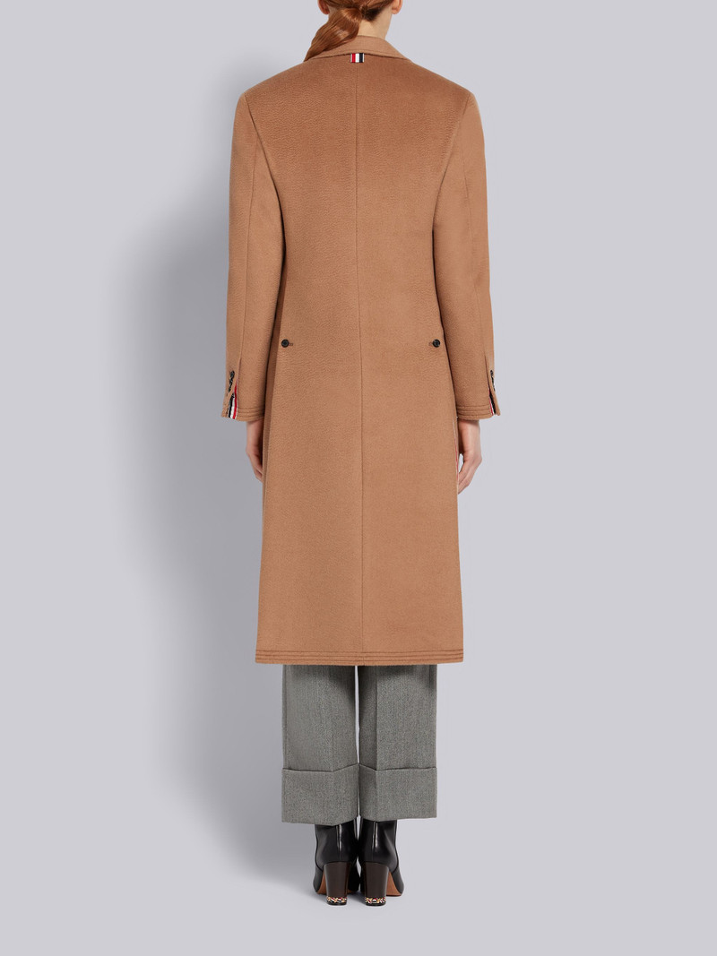 Natural Baby Camel Hair Ticket Pocket Long Chesterfield Overcoat 3