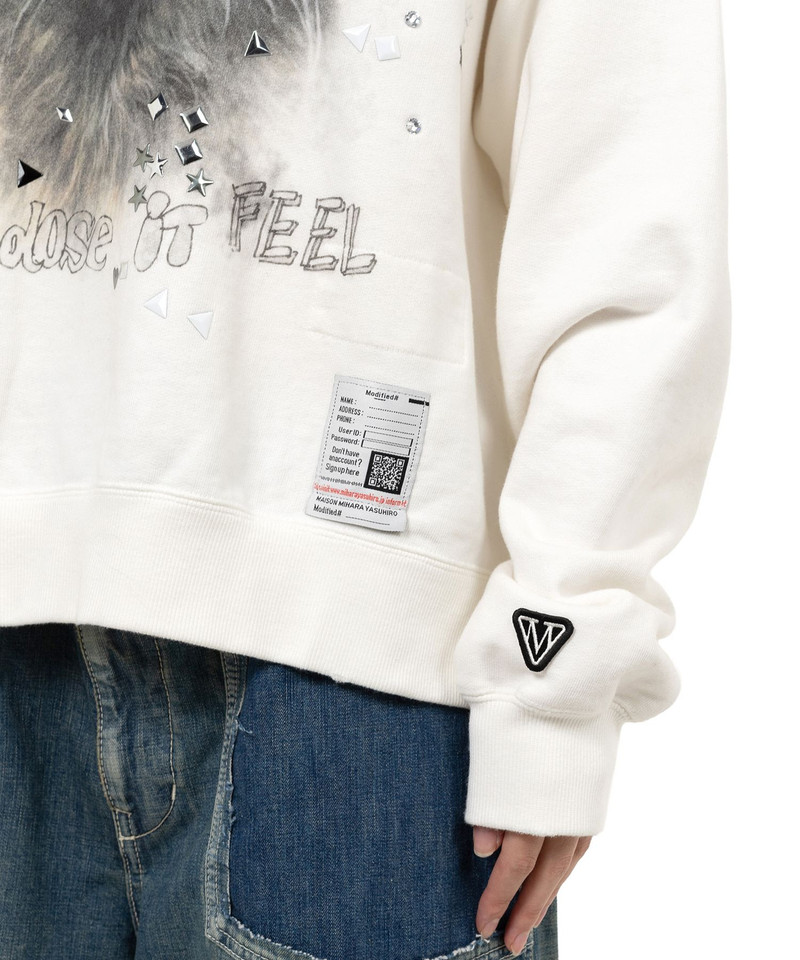 Cat Printed Embellished Distressed Sweatshirt 8