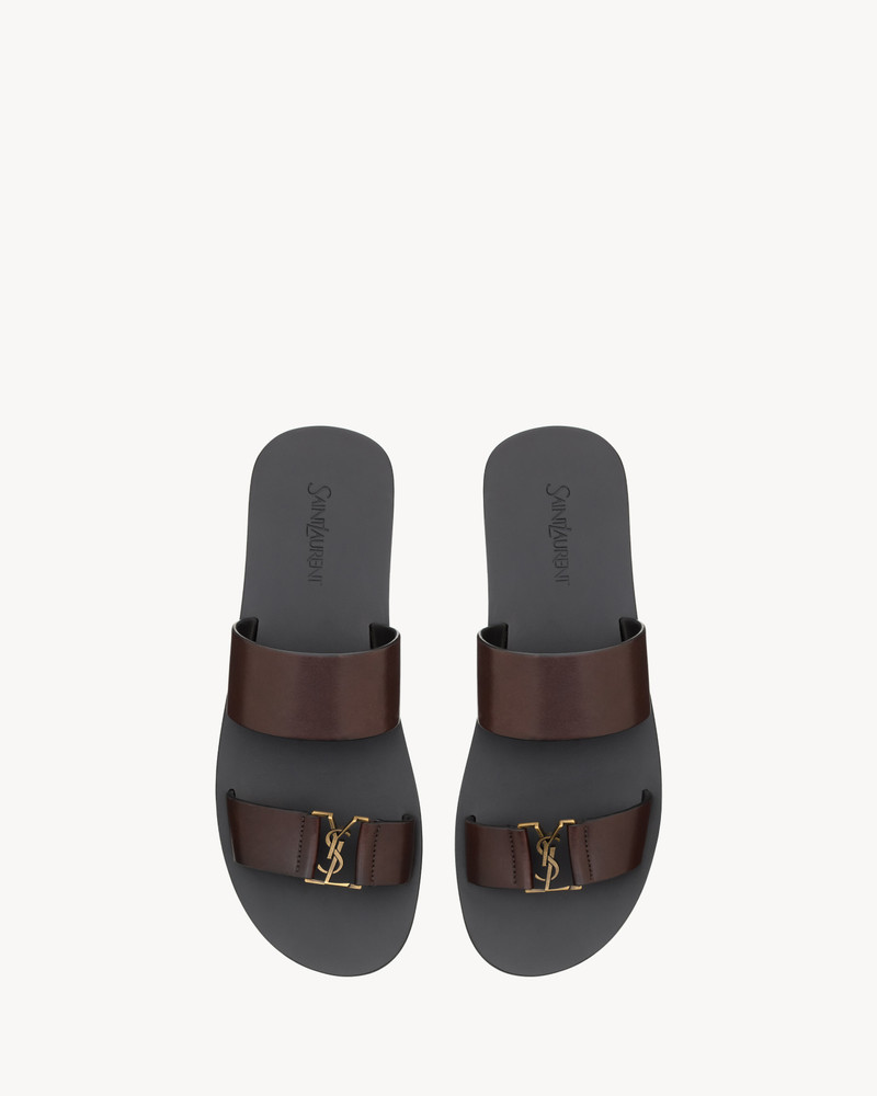 SAINT LAURENT BABYLONE SLIDES IN SMOOTH LEATHER outlook
