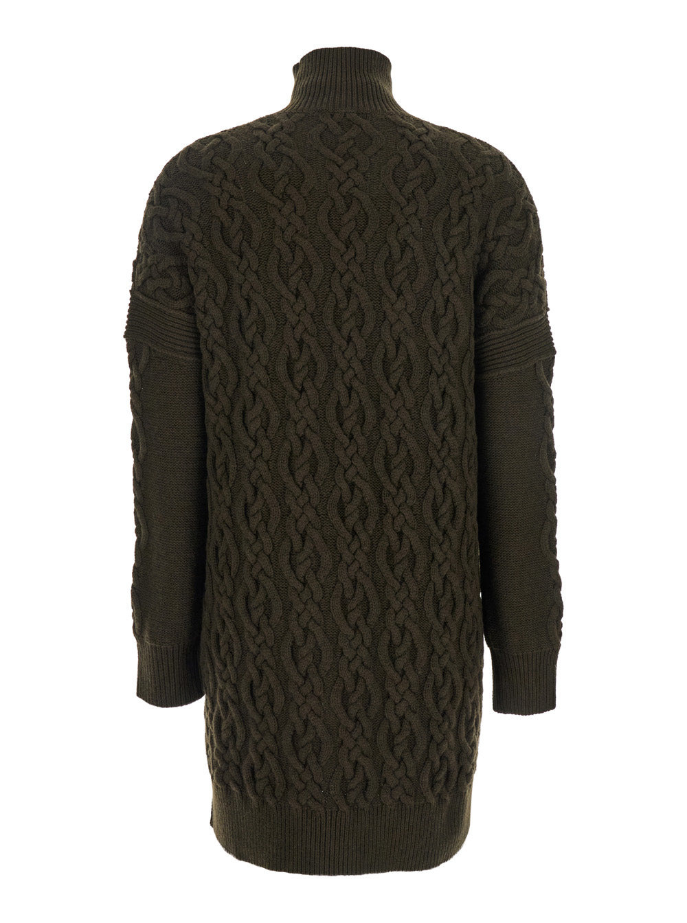 Max Mara Women Green High Neck Dress With All-Over Inlays In Wool Blend Woman - 2