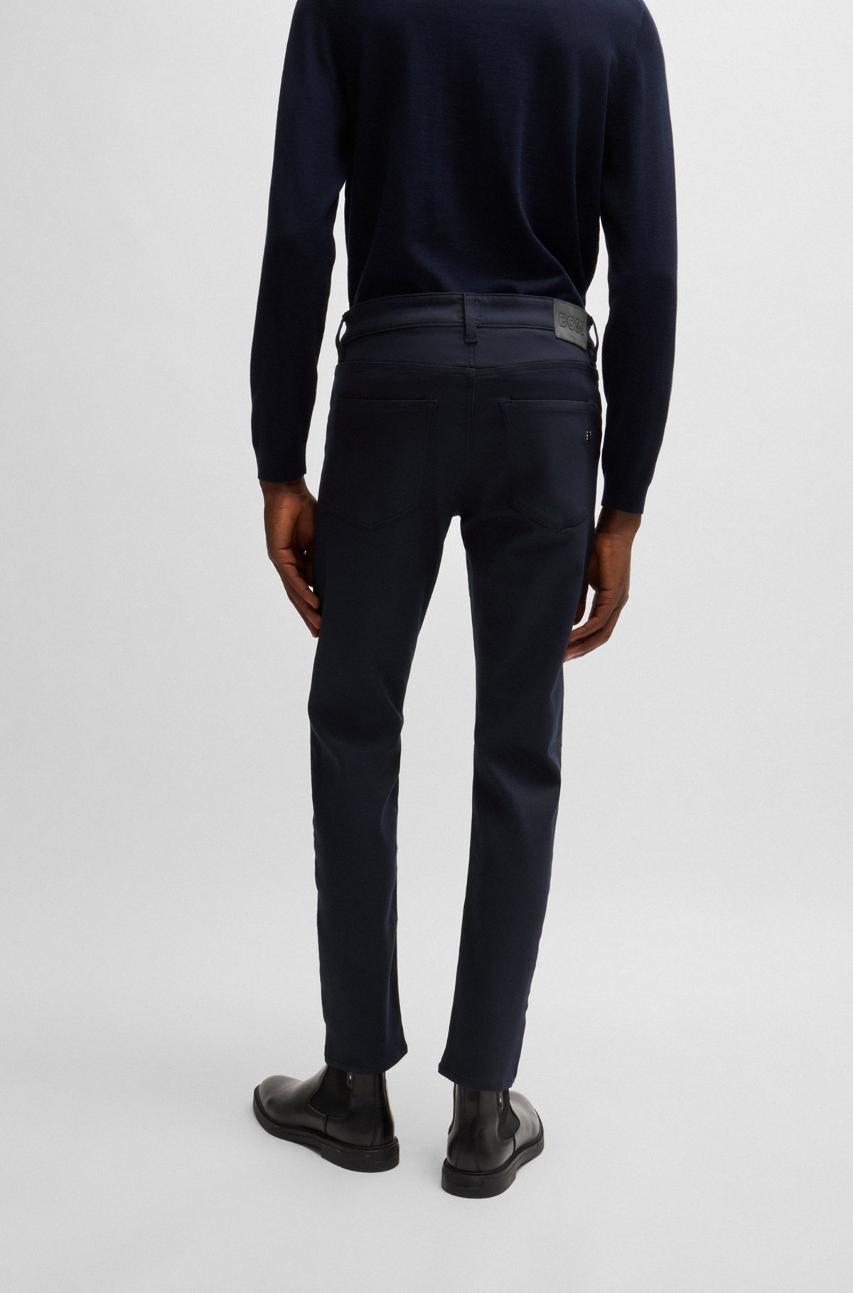 SLIM-FIT JEANS IN DARK-BLUE PERFORMANCE-STRETCH DENIM - 4