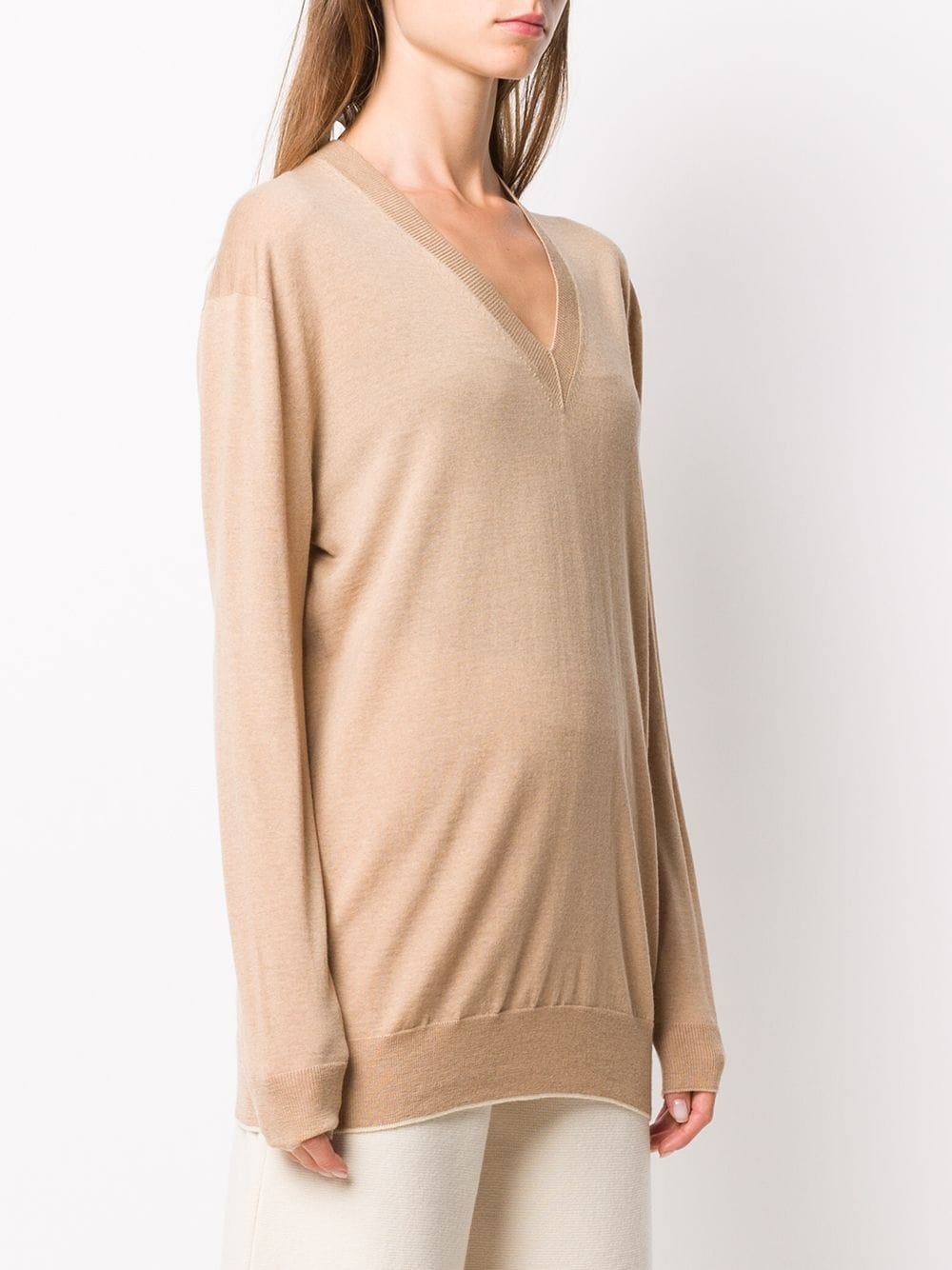 longline V-neck jumper - 3