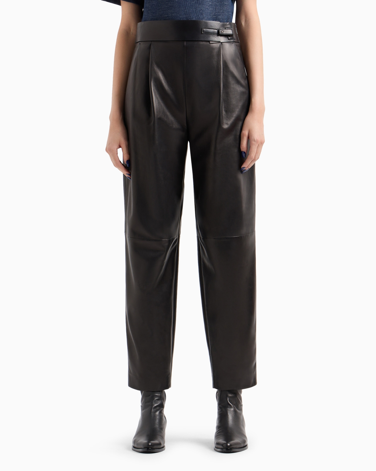 STRAIGHT-CUT, NAPPA-LEATHER TROUSERS - 4