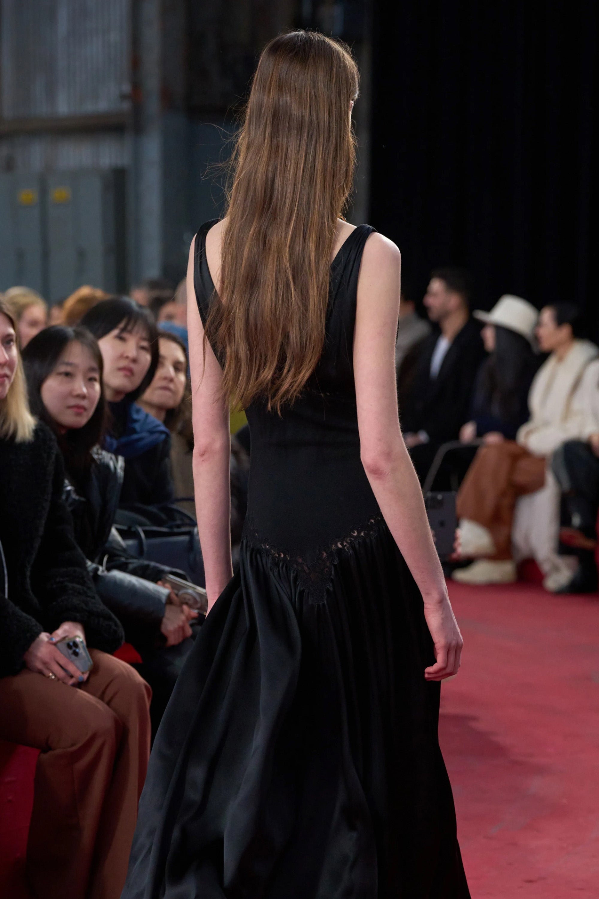Highland Lace Dress in Black Silk Satin - 3