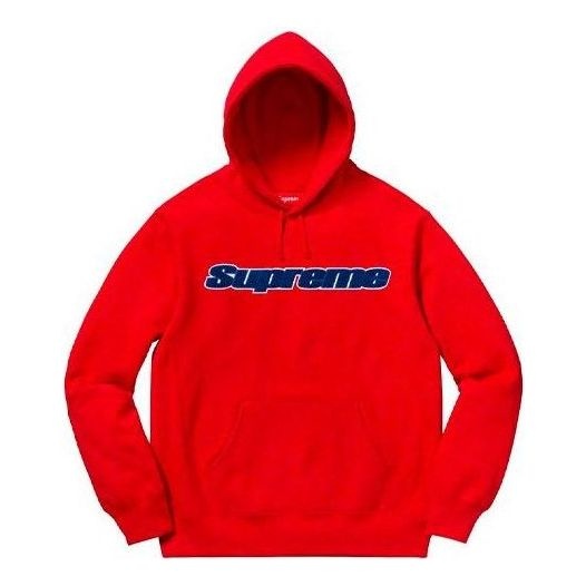 Supreme Chenille Hooded Sweatshirt 'Red Navy' SUP-SS19-024 - 1