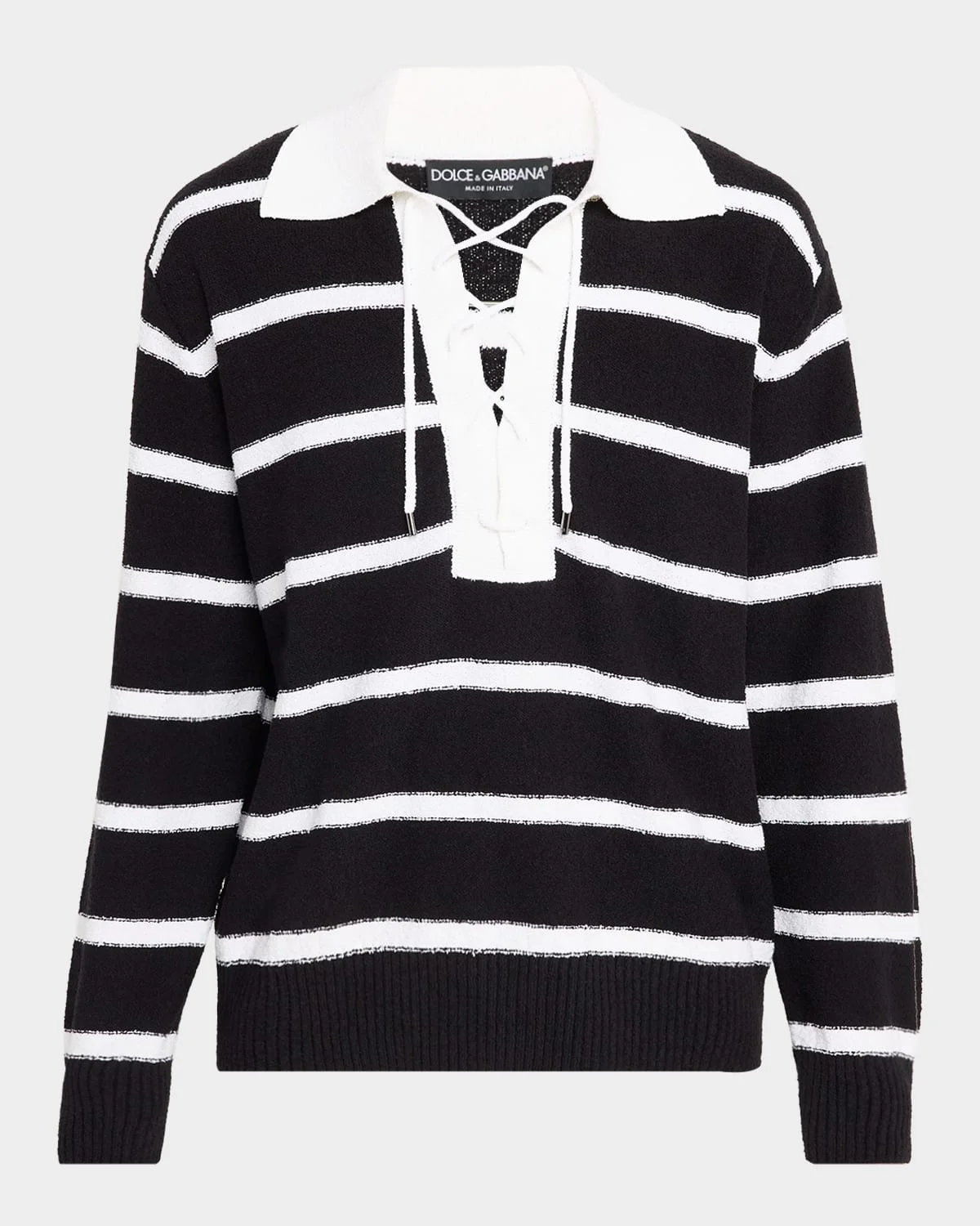 Men's Lace-Up Johnny Collar Polo Sweater - 1