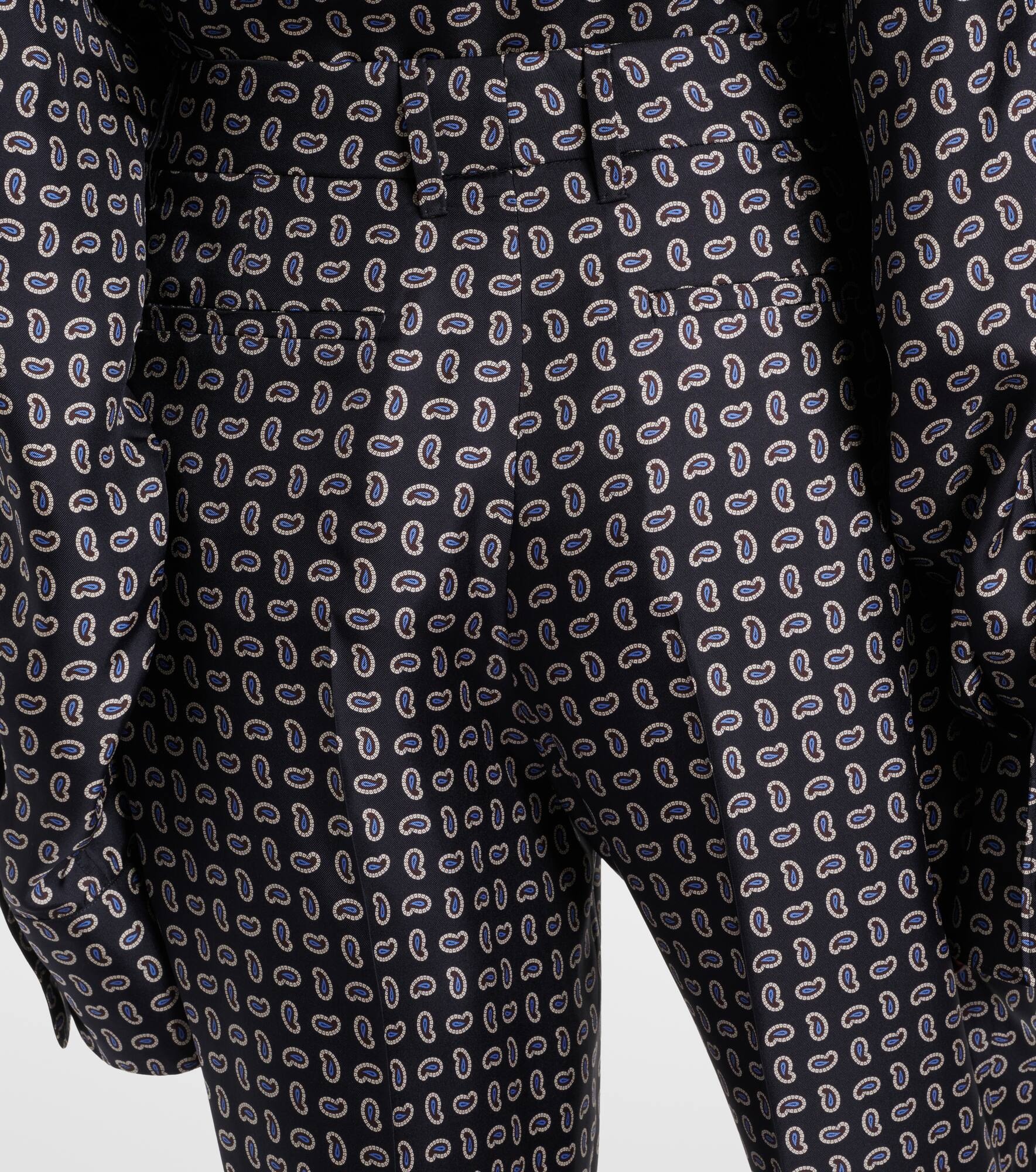 Paisley silk twill straight pants - 6