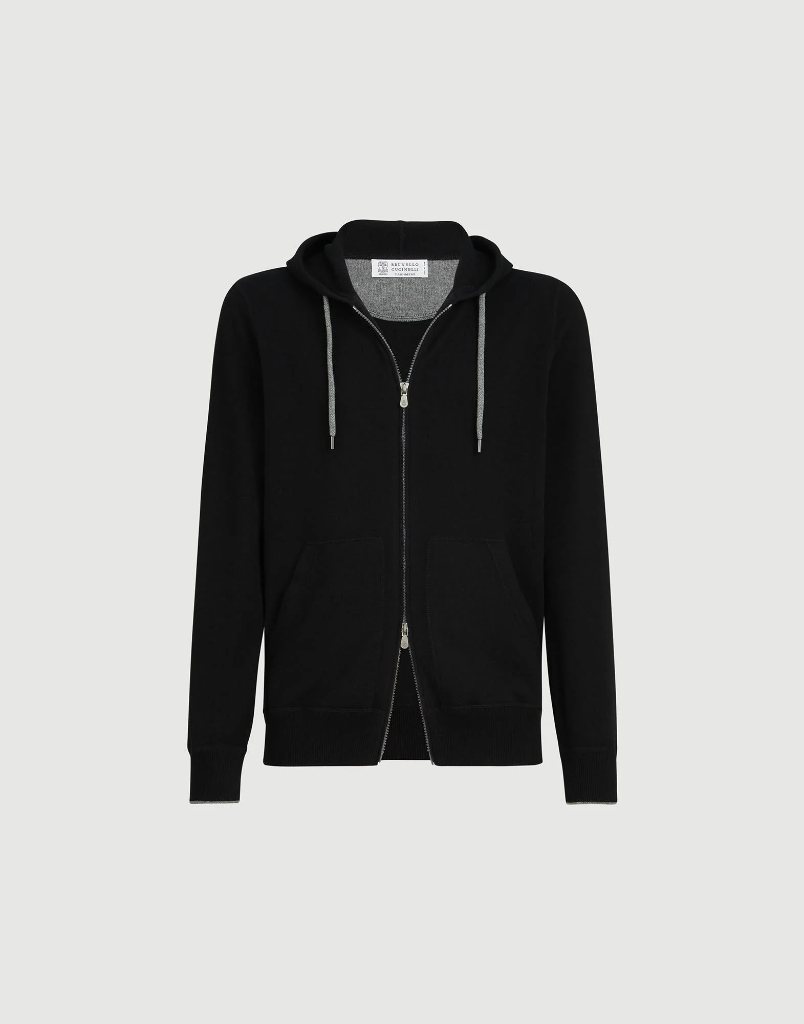 Cashmere sweatshirt-style cardigan with hood - 1