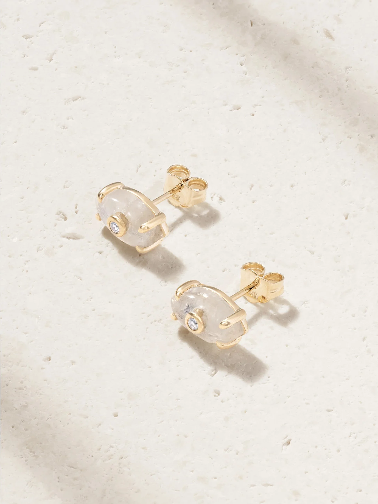 14-karat Gold, Moonstone And Diamond Earrings - 1