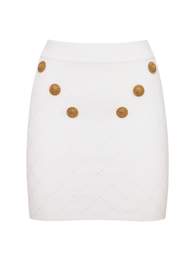 Knit mini skirt w/buttons - 1