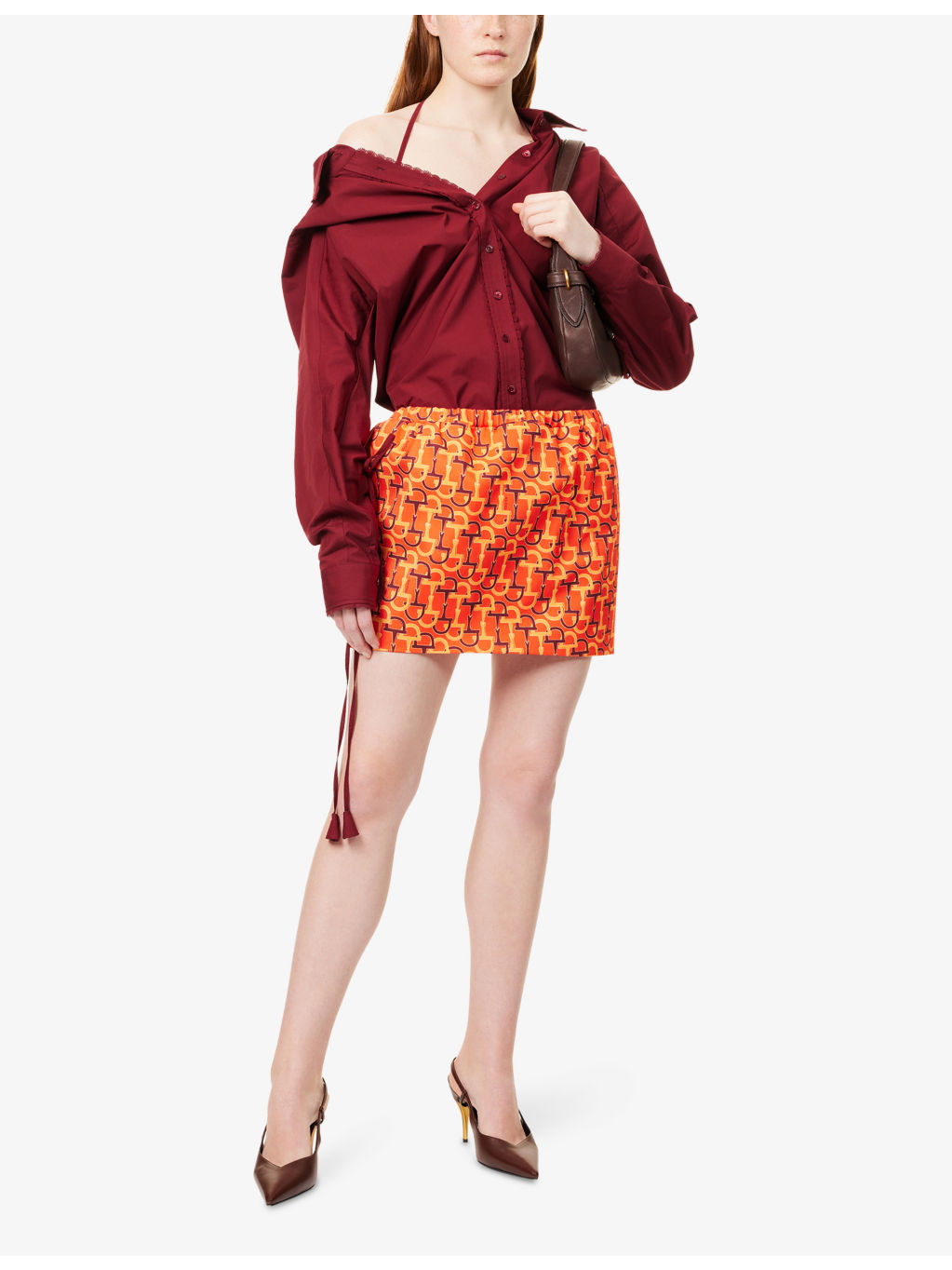 Embroidered Drawstring-Sleeves Cotton-Poplin Shirt - 2