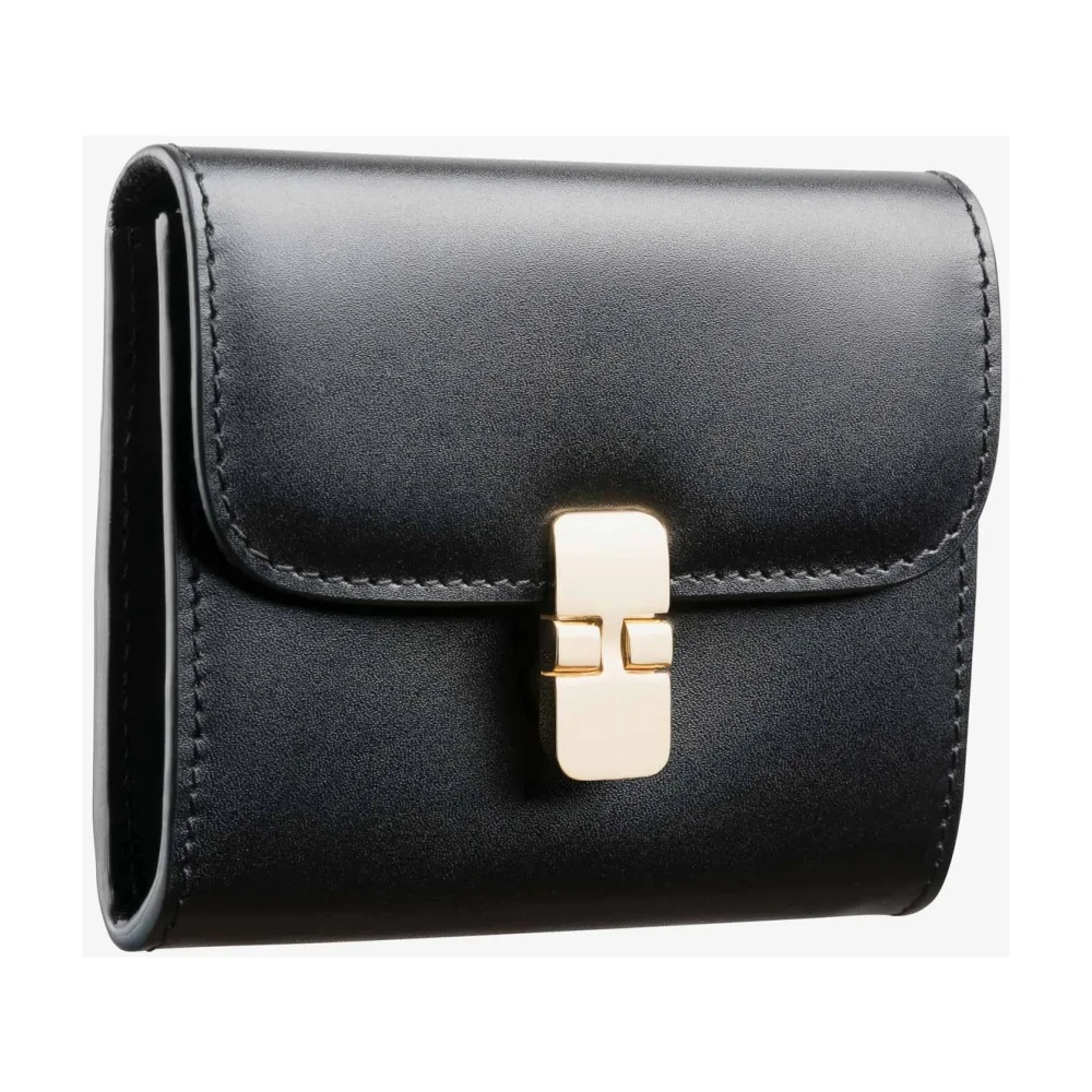 BLACK LEATHER COIN PURSE WITH GOLD CLASP - 2