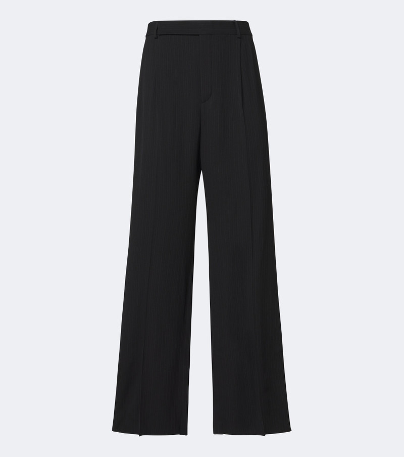 Pinstripe wool-blend wide-leg pants 1