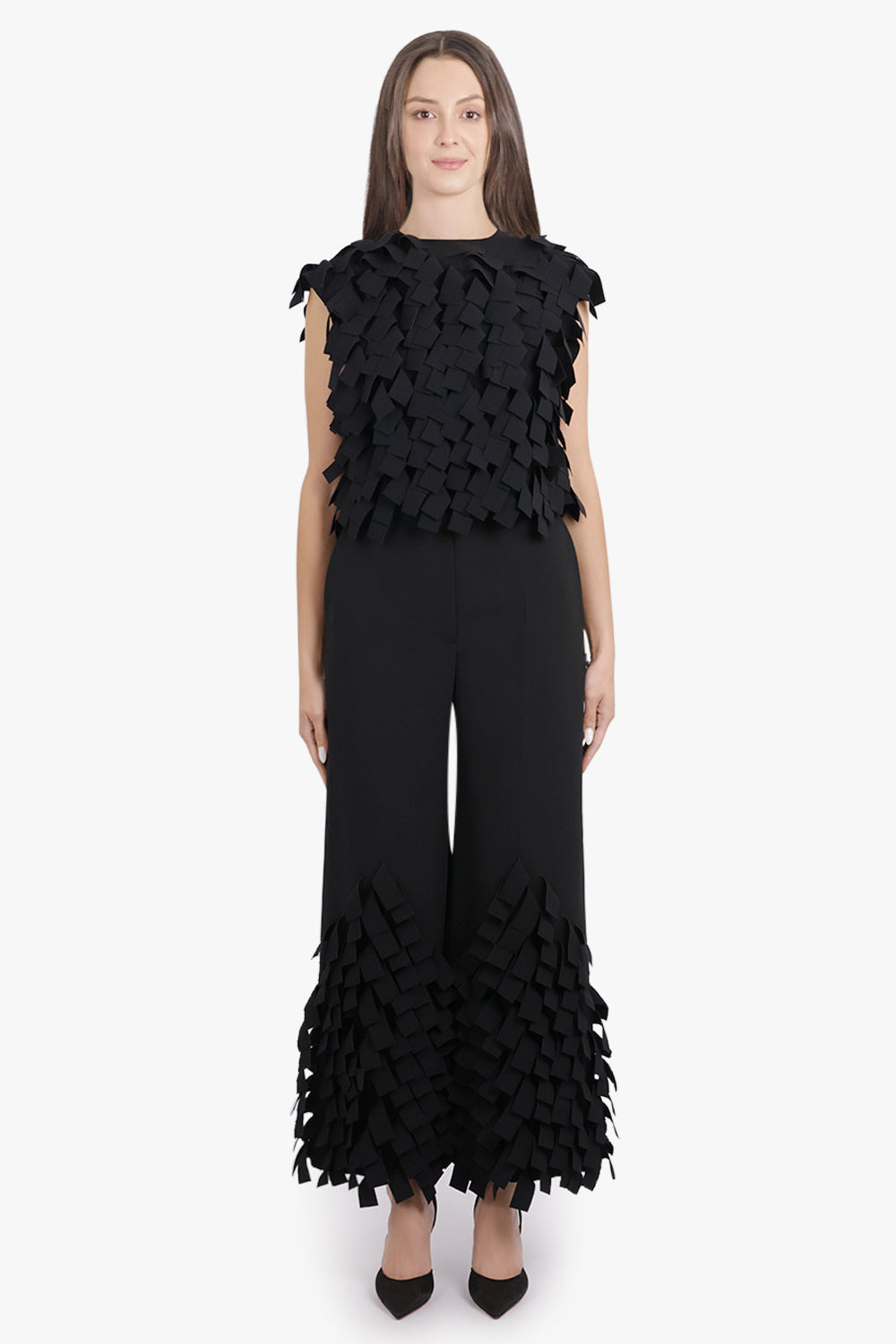 MULTI RECTANGLE CULOTTE PANT | BLACK - 4