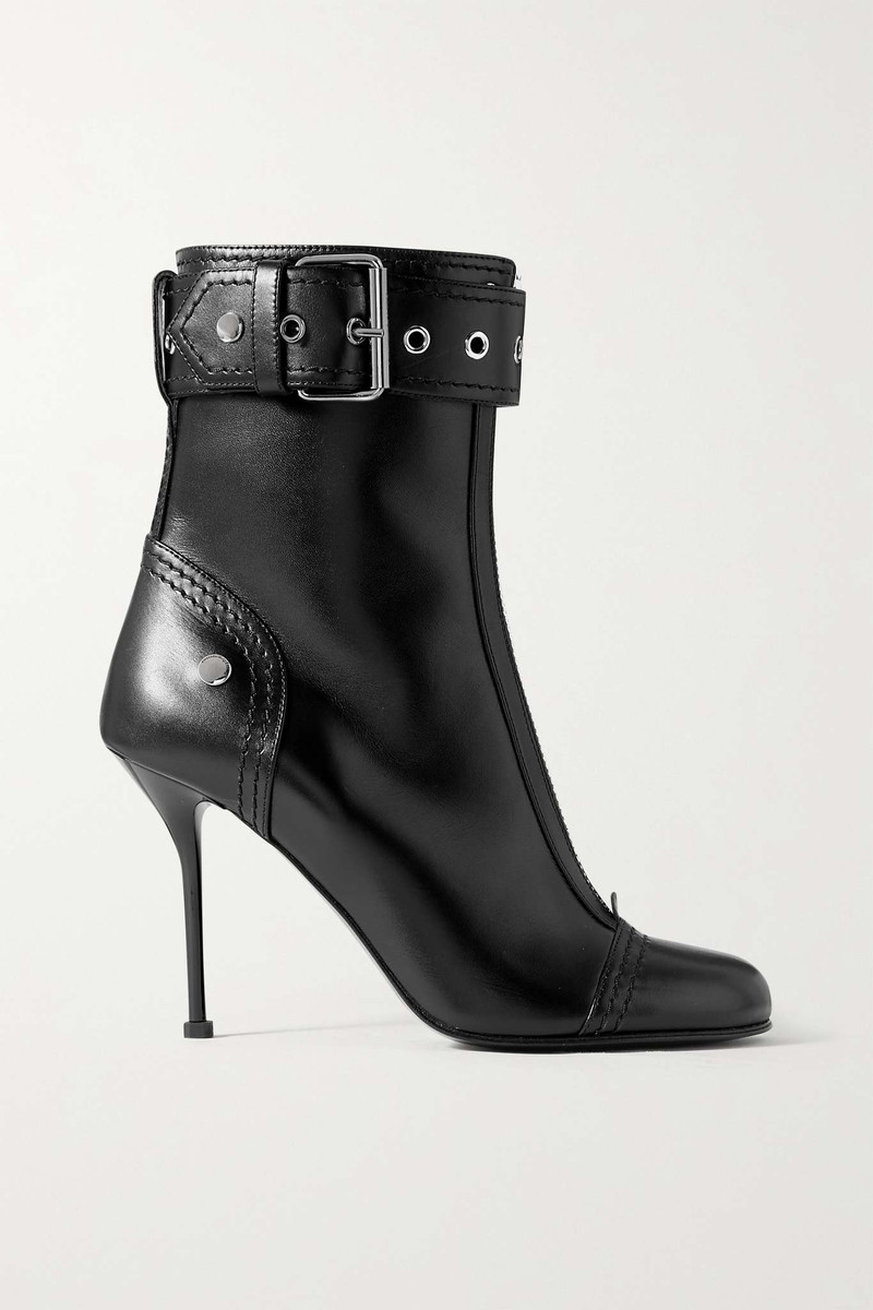 Punk buckled leather ankle boots - 1