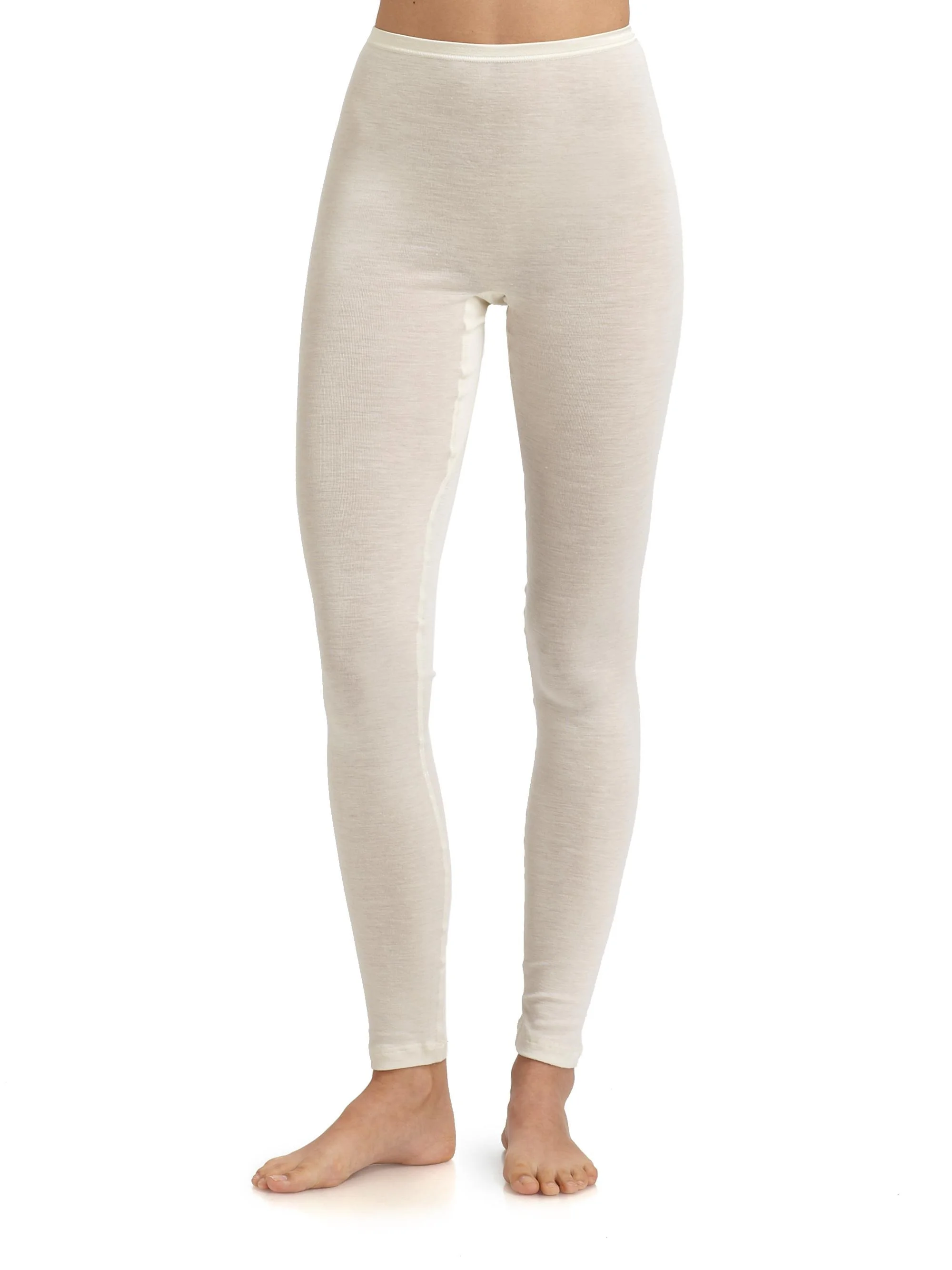 Women's Wool & Silk Leggings - White - 1