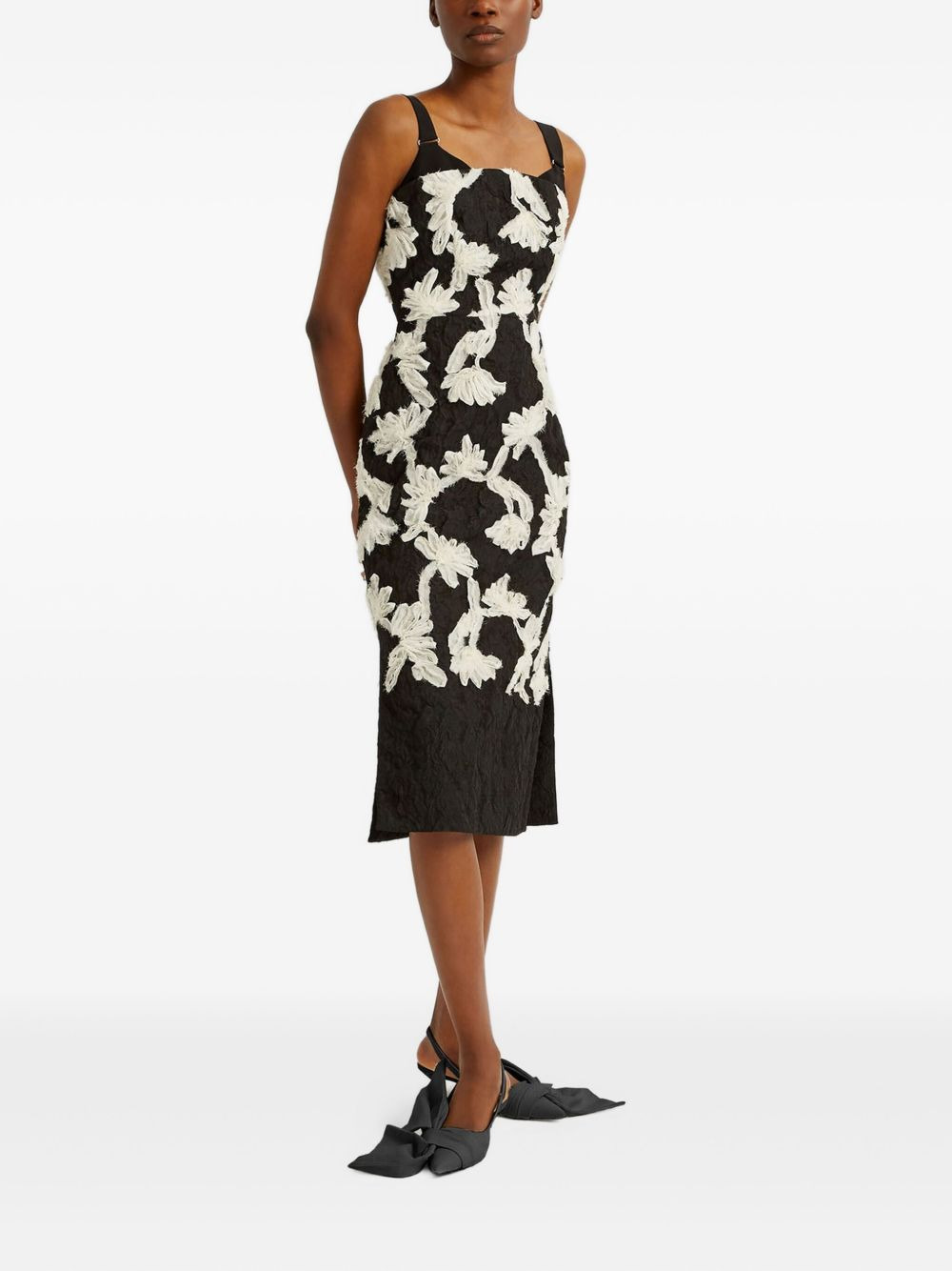 floral-applique sleeveless dress - 2