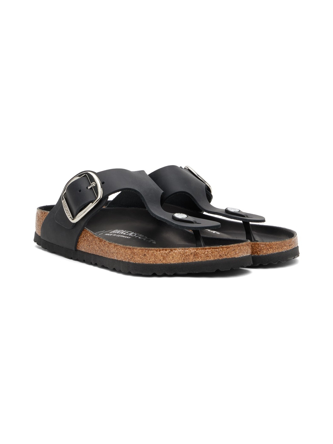 Black Gizeh Big Buckle Sandals - 4