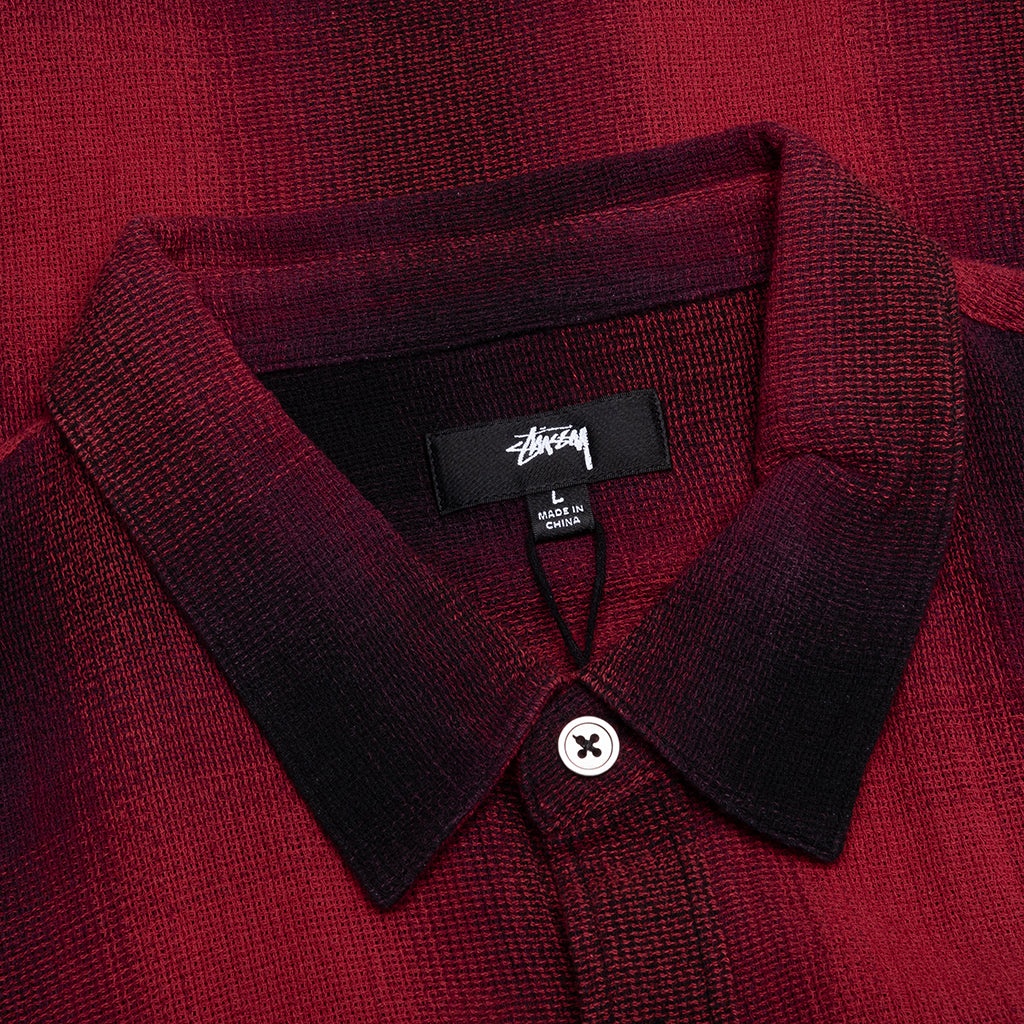 LOOSE WEAVE PLAID SHIRT - RED - 3