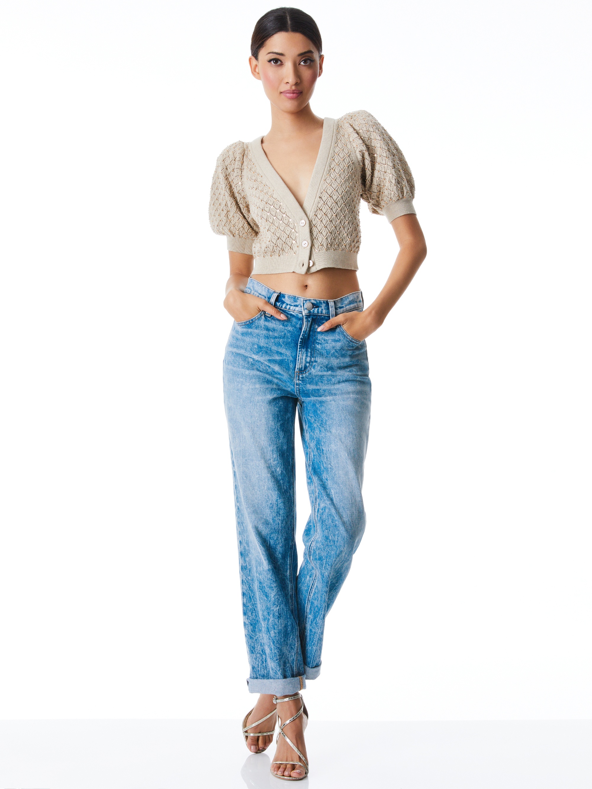 ROMI EMBELLISHED PUFF SLEEVE CARDIGAN - 3